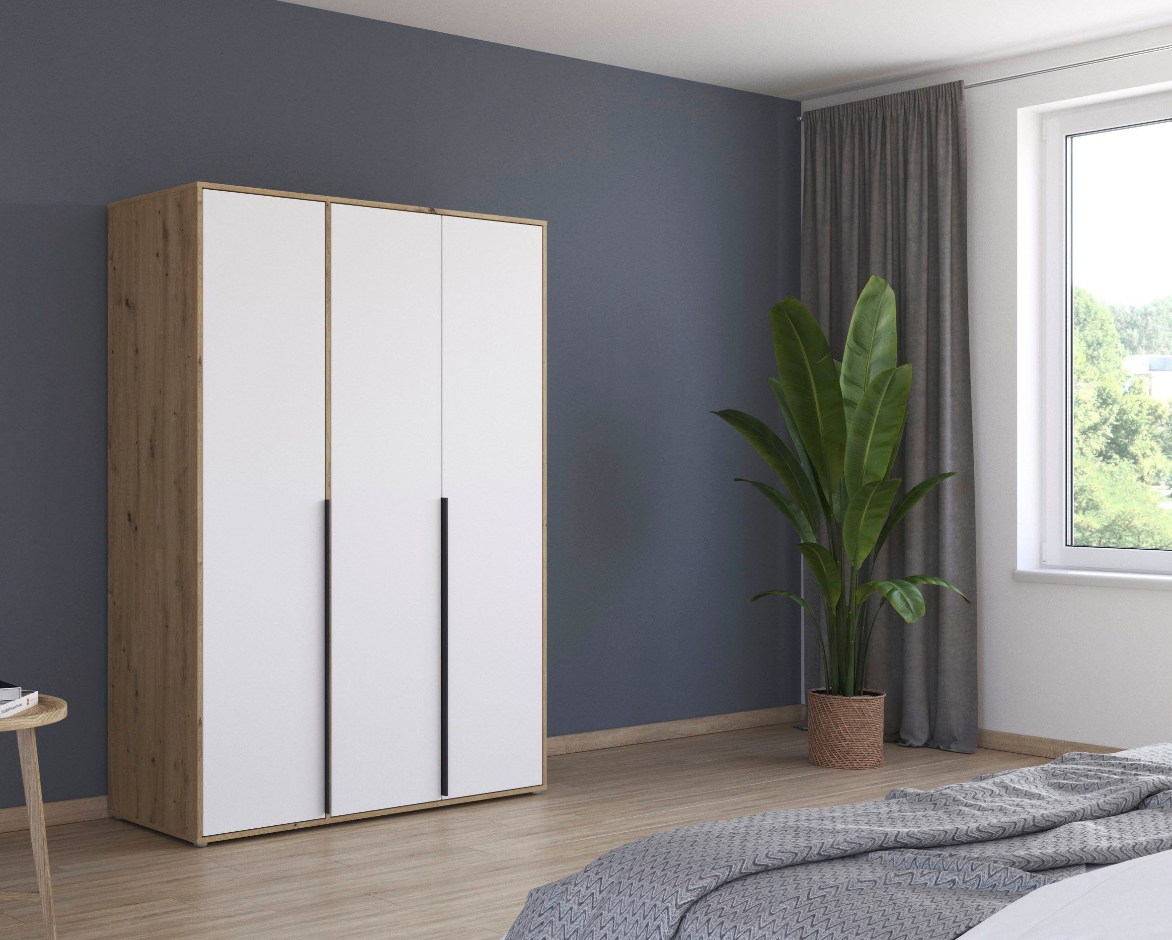 rauch Draaideurkast Kledingkast Kast Garderobe Wasmand NAGATA veel Opbergruimte met moderne stanggrepen in grijs metallic topseller made in germany