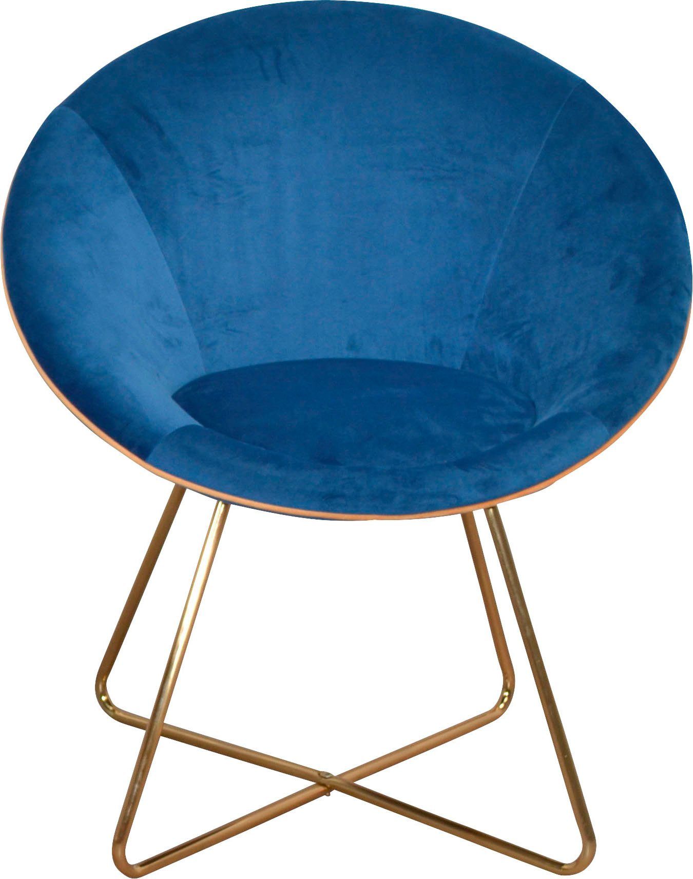 INOSIGN Stoel Liano Fauteuil met frame van stalen buis, goudkleur, veloursovertrek (set, 2 stuks)