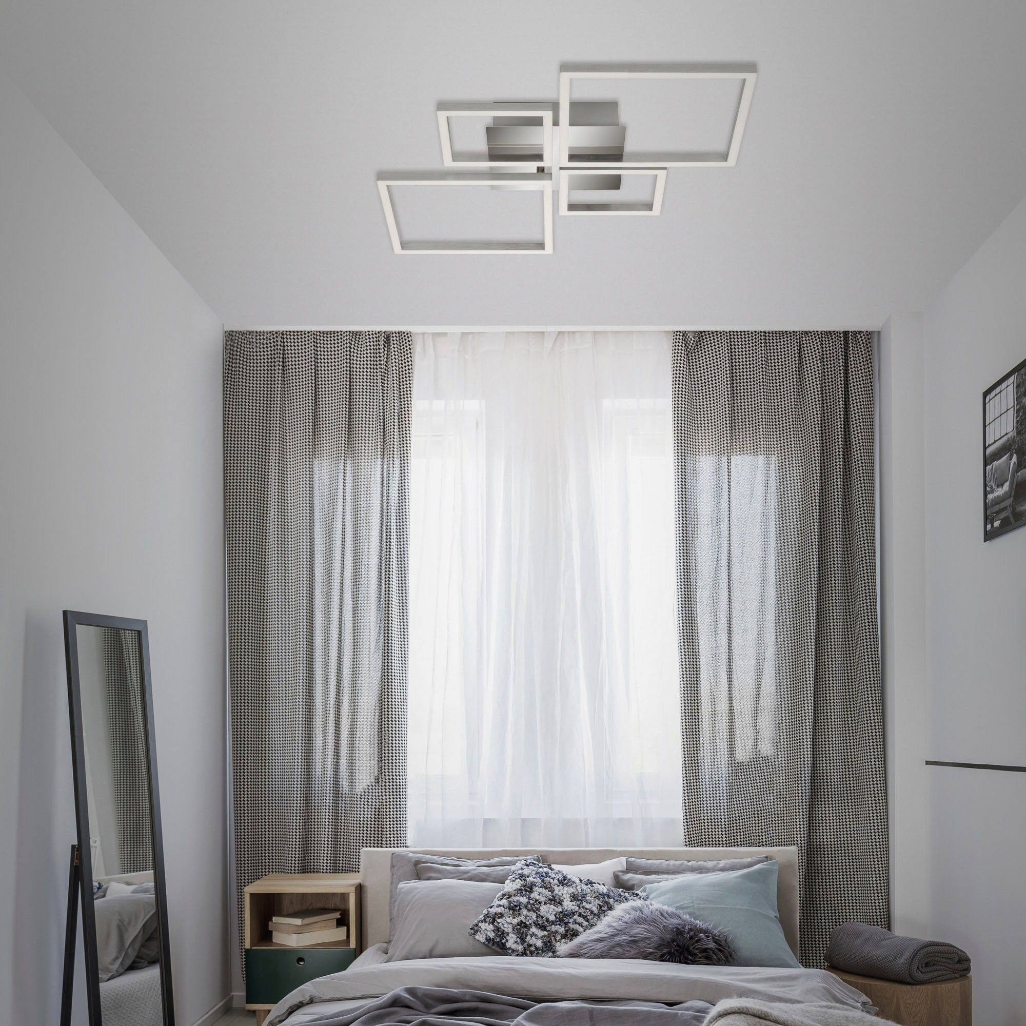 Briloner Leuchten Led-plafondlamp 3128018 FRAME Plafondlamp, 75x47x7,3 cm, chroom-aluminium, 44W, woonkamer, slaapkamer