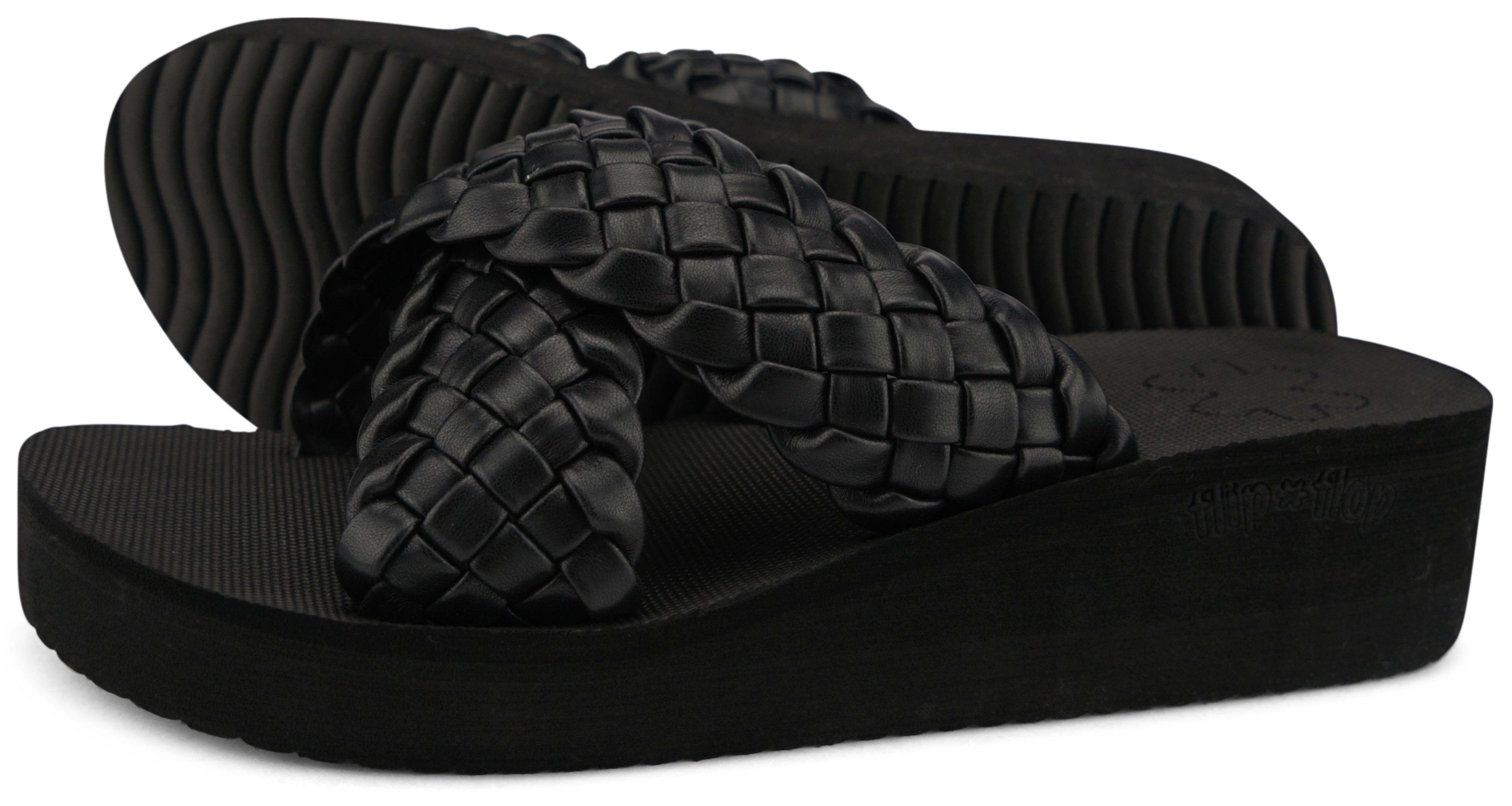 Flip Flop Slippers Wedgy*cross plateau, zomerschoen, slippers met gevlochten bandage