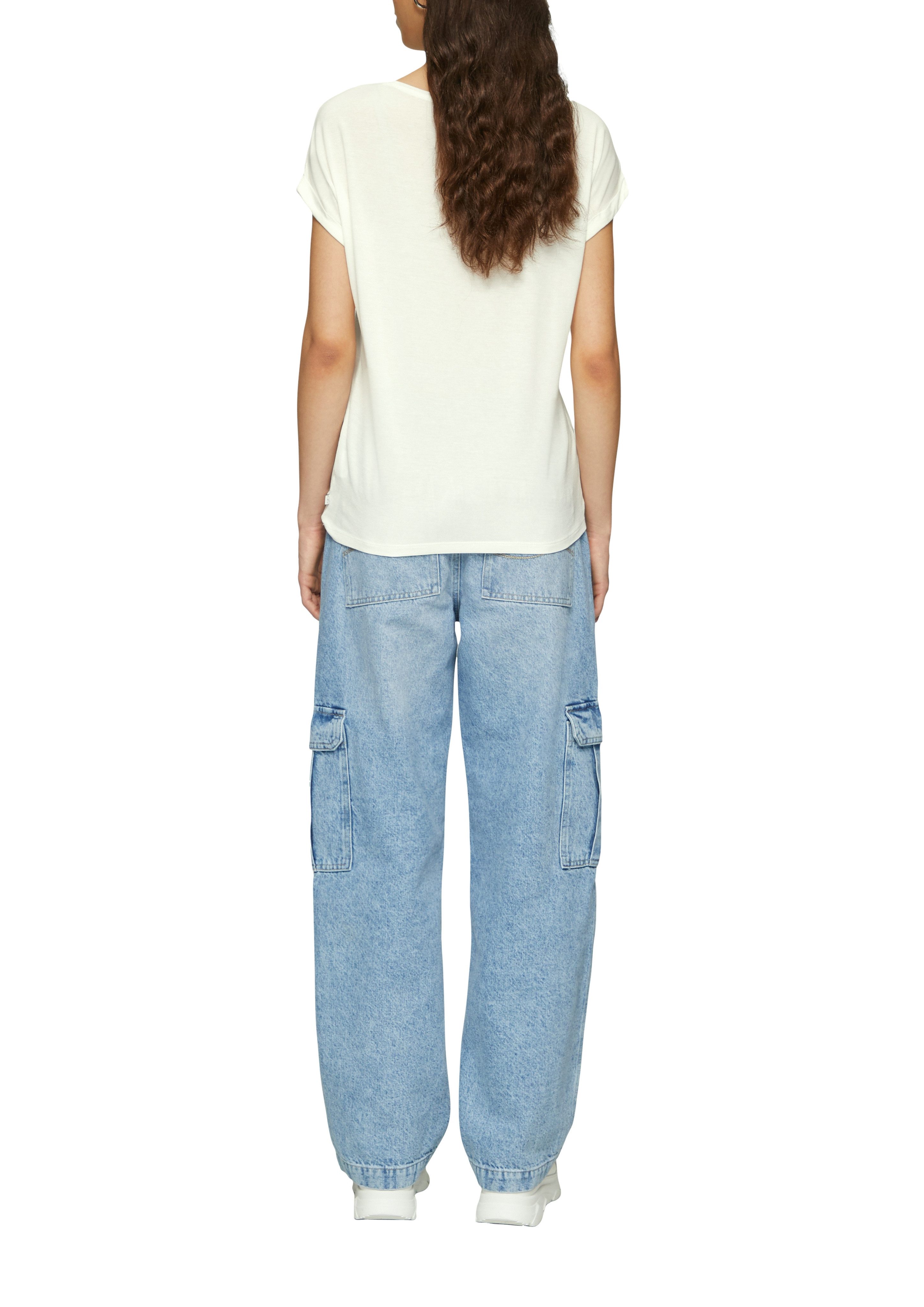 Q/S designed by Shirt met korte mouwen met mouwomslagen