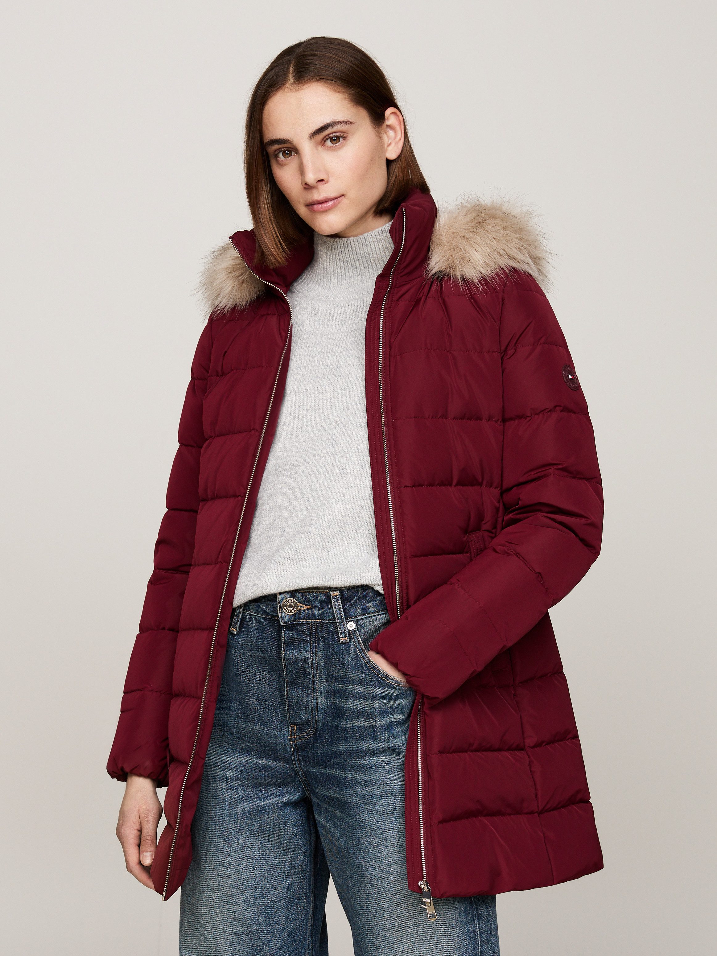 Tommy Hilfiger Gewatteerde jas HERITAGE DOWN TYRA COAT WITH FUR