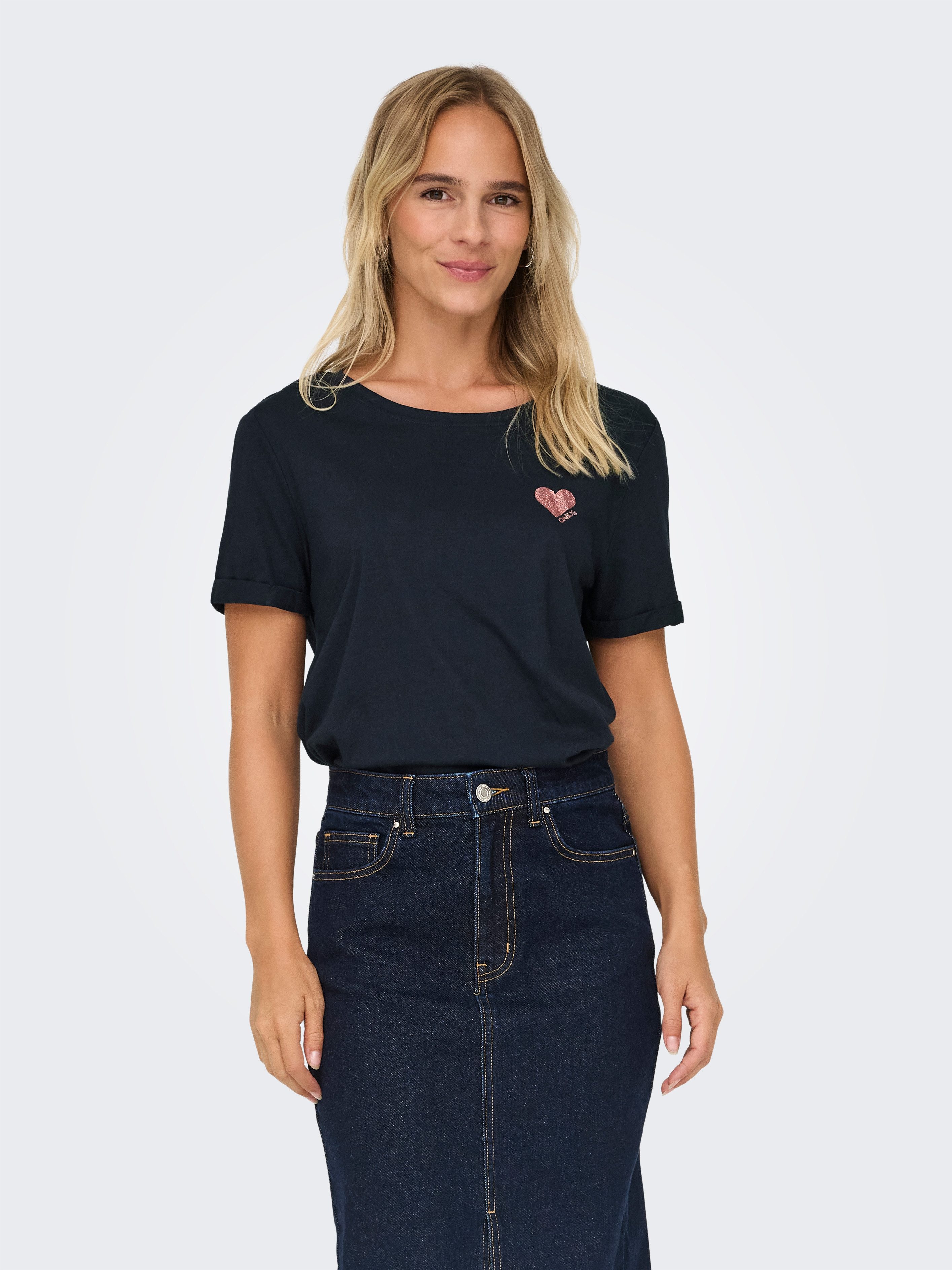 Only Shirt met korte mouwen ONLKITA S/S LOGO TOP NOOS