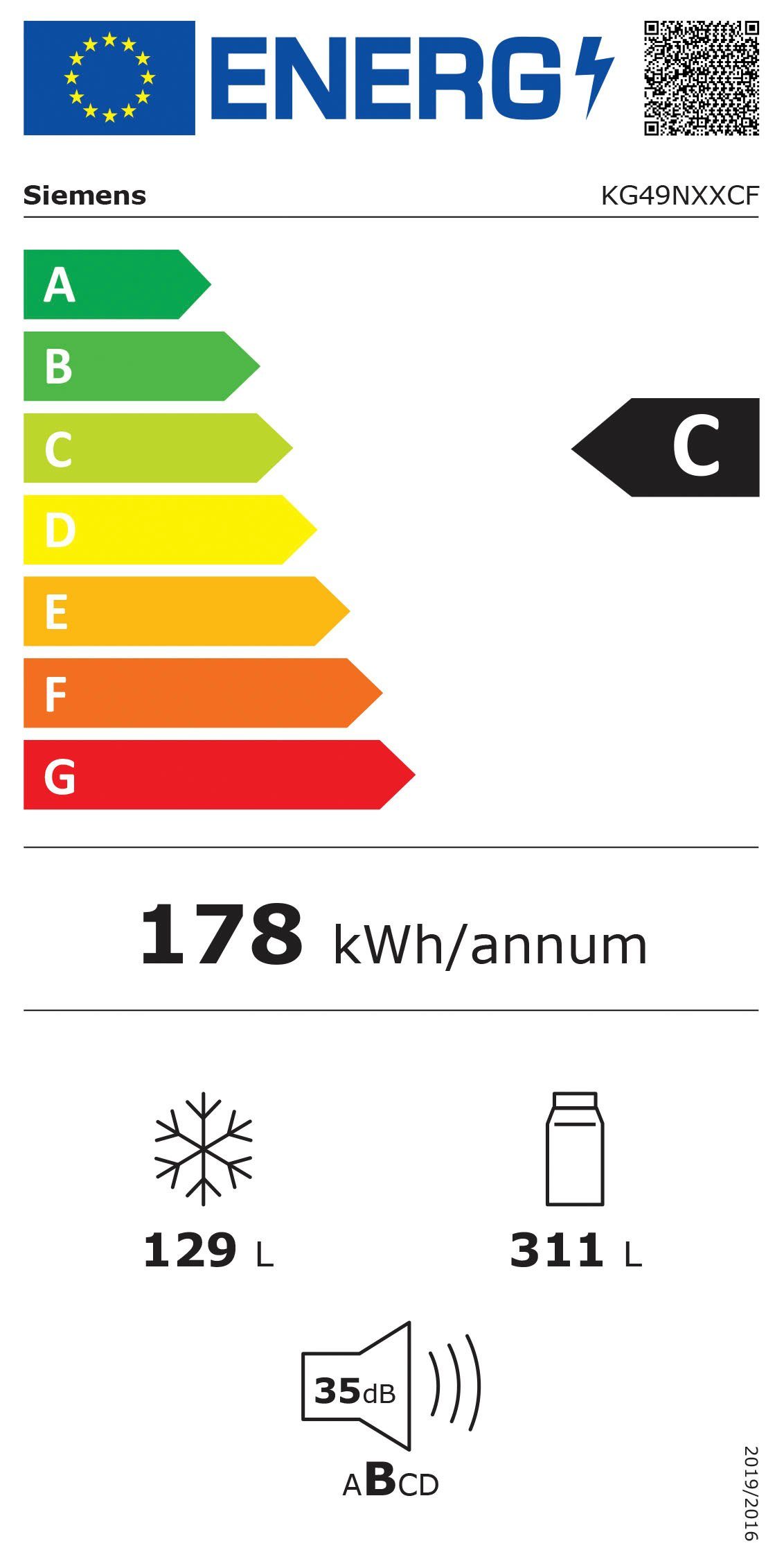 SIEMENS Koel-vriescombinatie KG49NXXCF Breedte 70 cm (1 stuk)