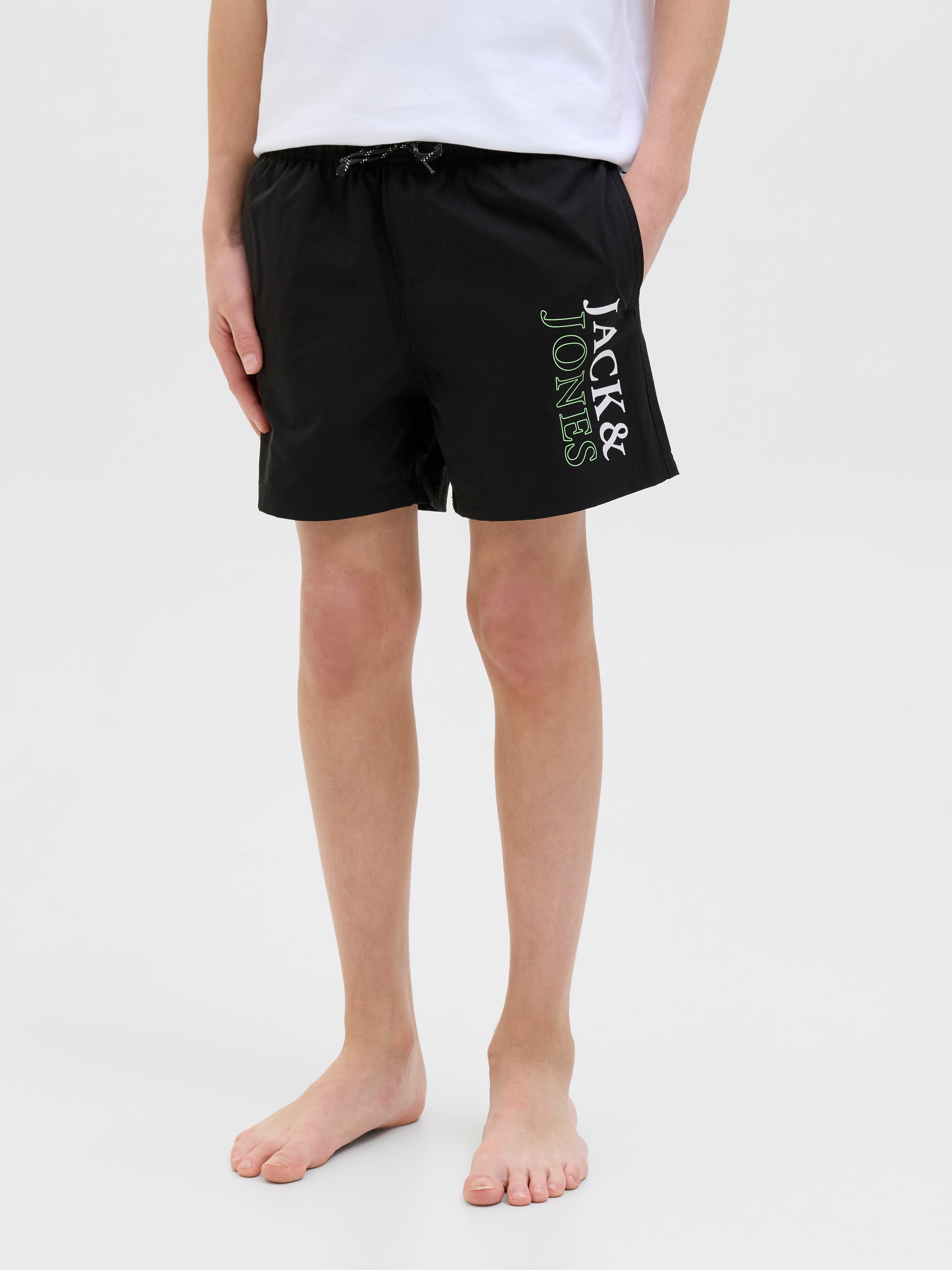 Jack & Jones Junior Zwemshort JPSTMAUI JJSWIM DOUBLE LOGO AKM SN JNR jongens badmode maat 128 zwart