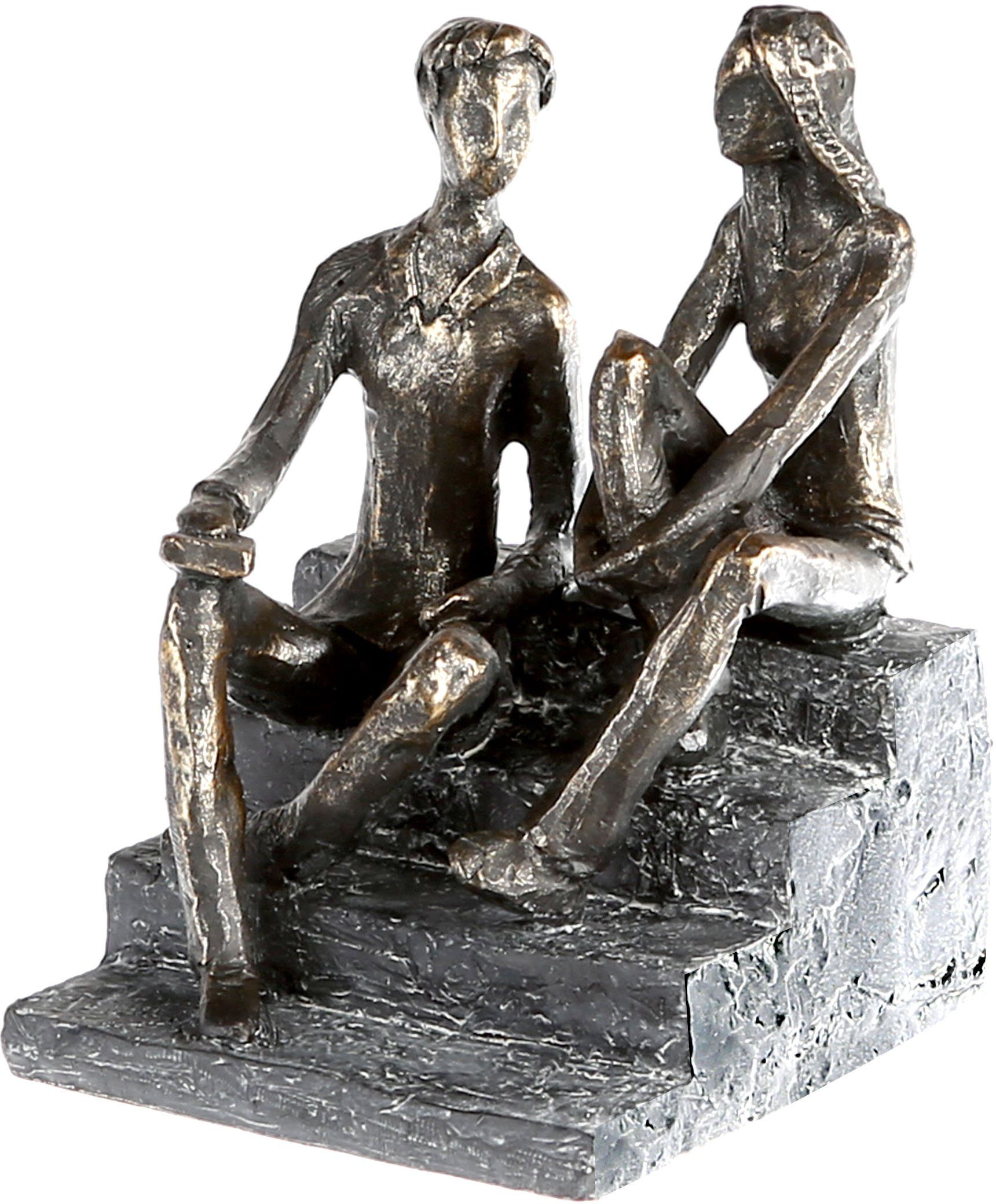 Casablanca by Gilde Decoratief figuur Sculptuur Discussion, bronskleurig/grijs Decoratief object, hoogte 17 cm, paartje, met teksthanger, woonkamer (1 stuk)