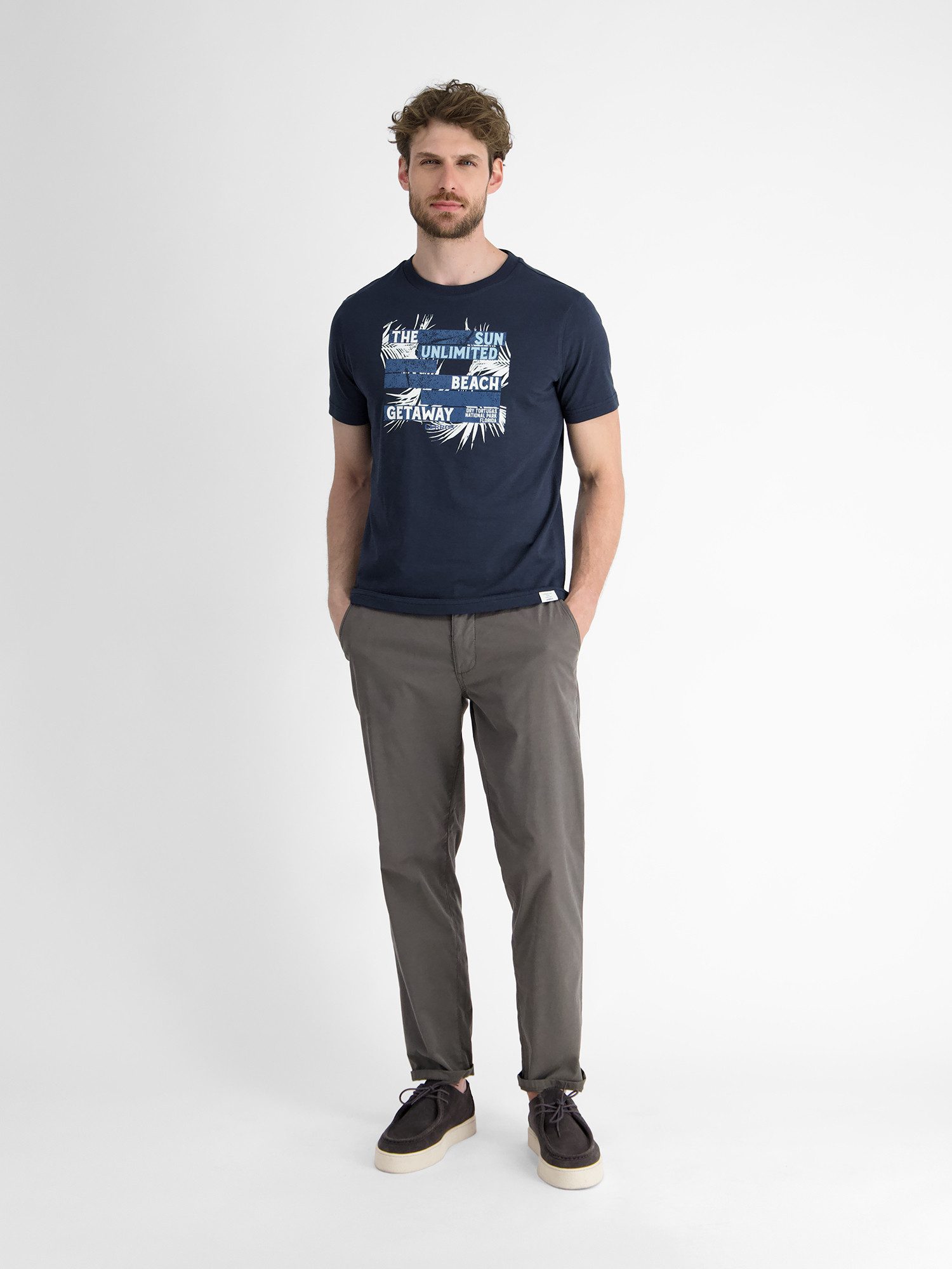Lerros T-shirt LERROS heren T-shirt met zomerse borstprint
