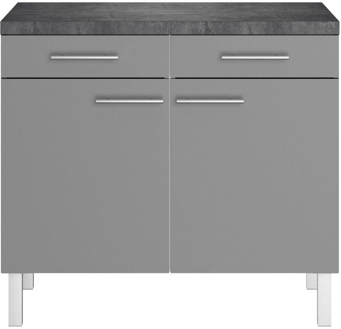 OPTIFIT Onderkast Breedte 100 cm, 2 deuren, 2 laden onderkasten grijs
