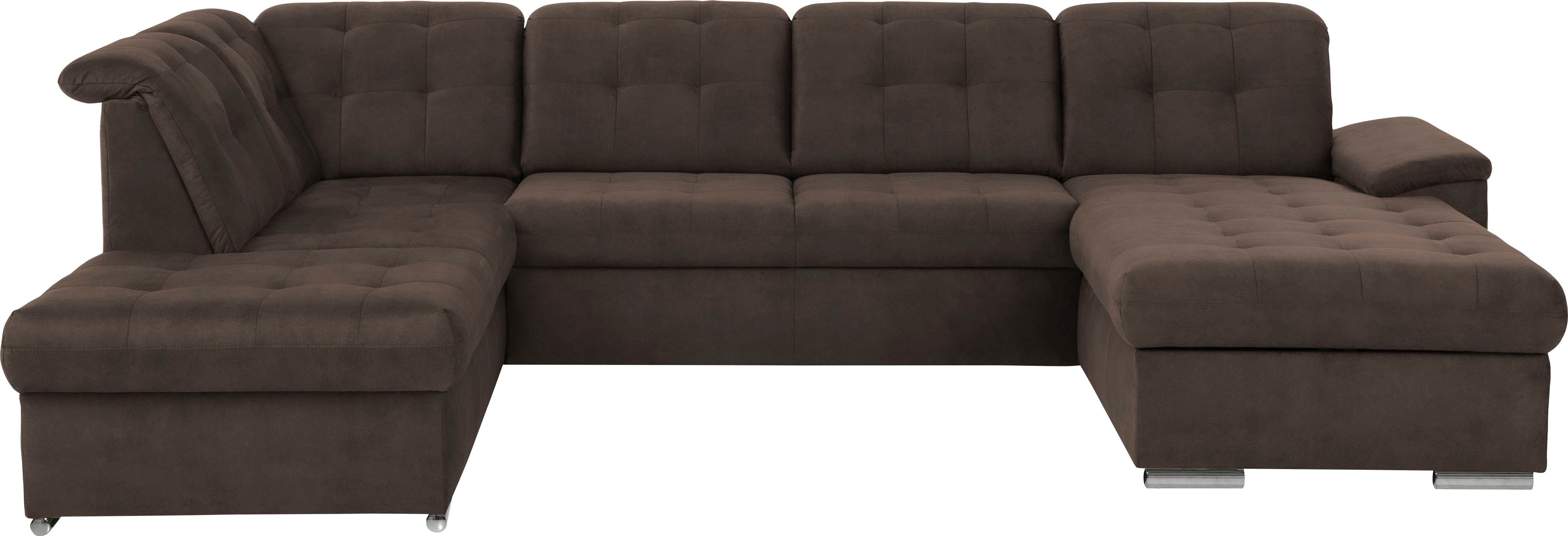 exxpo - sofa fashion Zithoek Durango, uitgebreide zit- en rugverwerking, comfortabel, U-vorm inclusief verstelbare hoofdsteun, naar keuze met slaapfunctie en bedkist (4-delig)