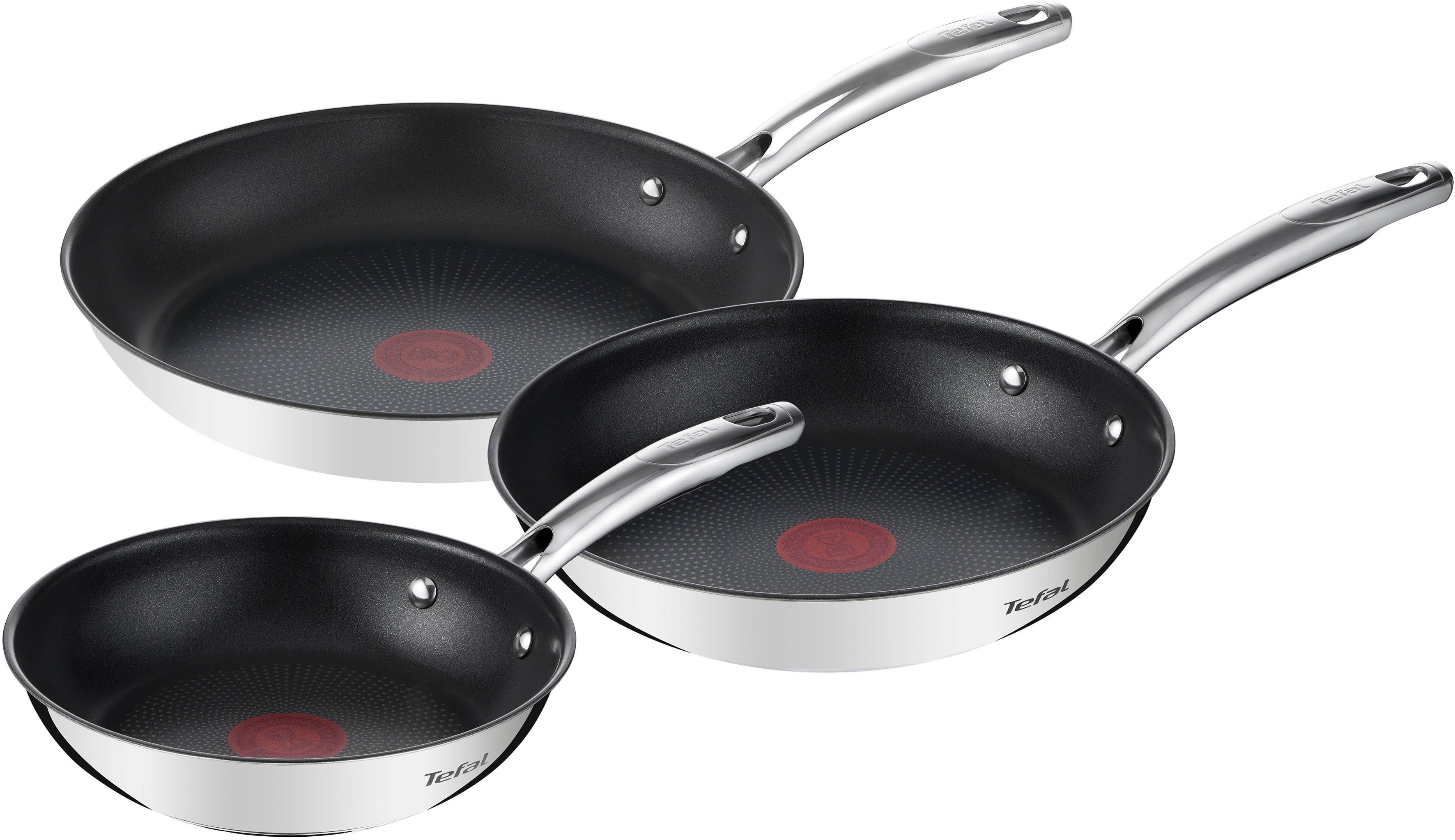 Tefal Pannenset Duetto+ Premium roestvrij staal, inductiepan, temperatuurindicator (set,...