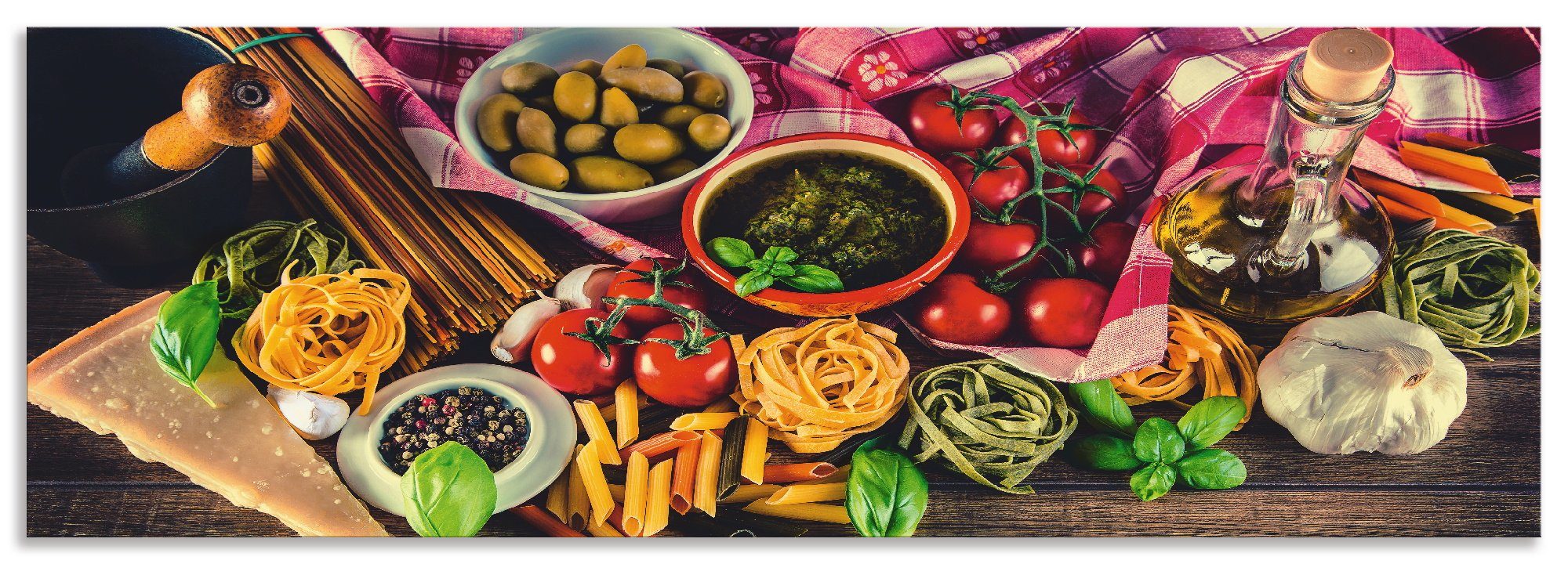 Artland Keukenwand Italiaans mediterraan eten zelfklevend in vele maten - spatscherm keuken achter kookplaat en spoelbak als wandbescherming tegen vet, water en vuil - achterwand,