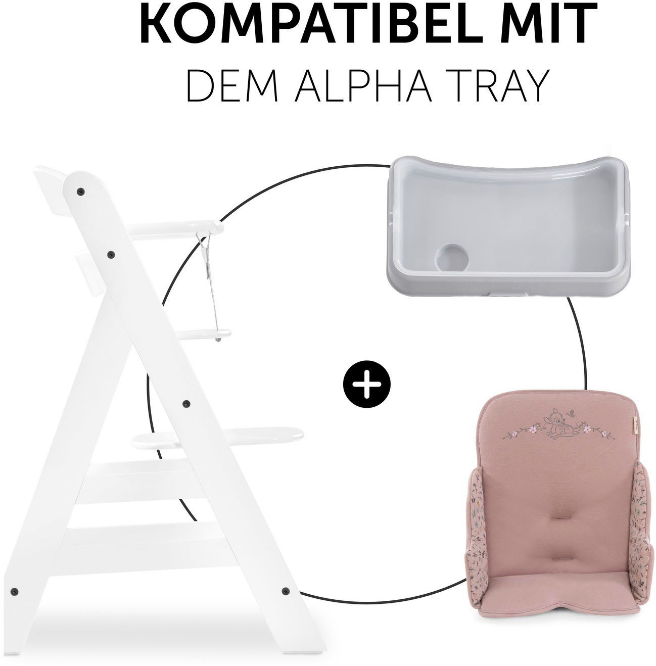 Hauck Stoelverkleiner Alpha Cosy Select, Bambi Rose voor de alpha+ houten kinderstoel