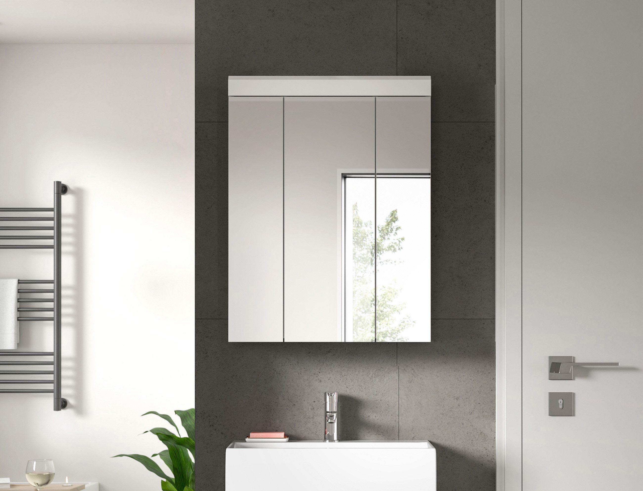 INOSIGN Badkamerspiegelkast Siena, breedte 60 cm, 3 spiegelt deuren, 9 vakken, 6 legplanken in verschillende kleuren verkrijgbaar, badkamermeubels, spiegel, badkamerkast, badkamer