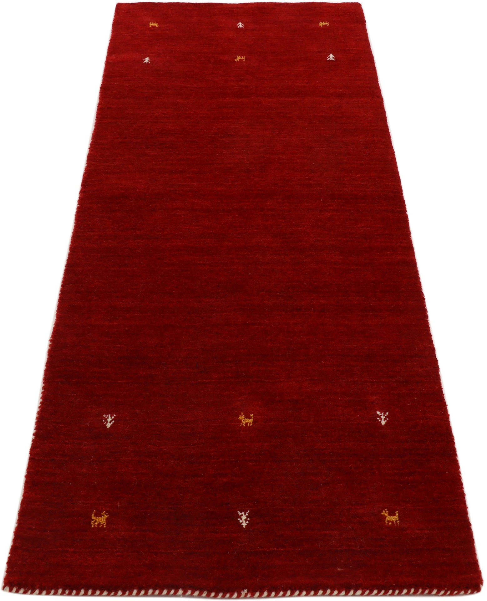 carpetfine Wollen kleed Gabbeh Uni, ook verkrijgbaar als loper en rond pure wol, handgeweven, gabbeh loom dierenmotief, grote kleurkeuze