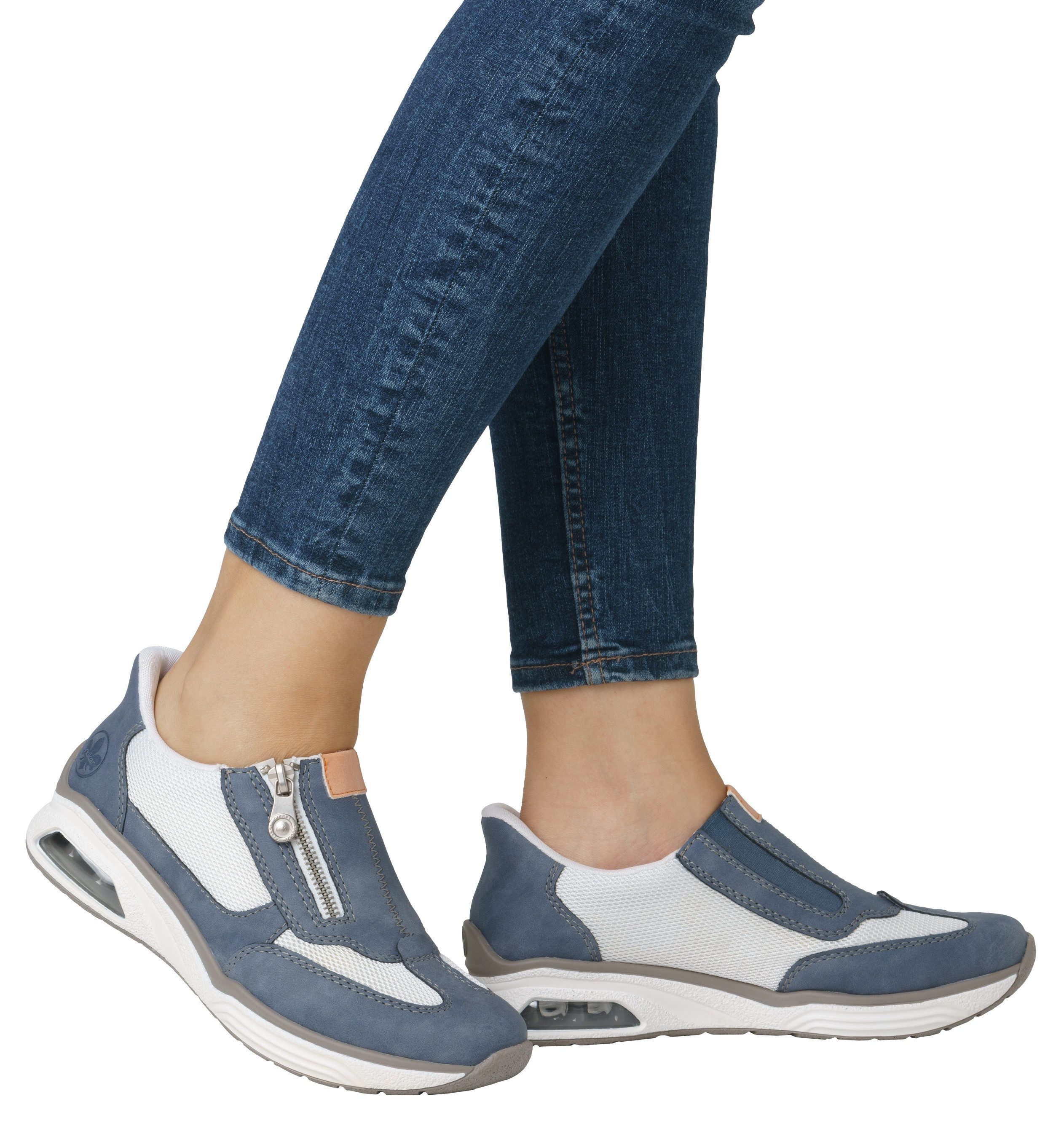 Rieker Slip-on sneakers Ready2GO , slippers, lage schoen, vrijetijdsschoen met zijrits