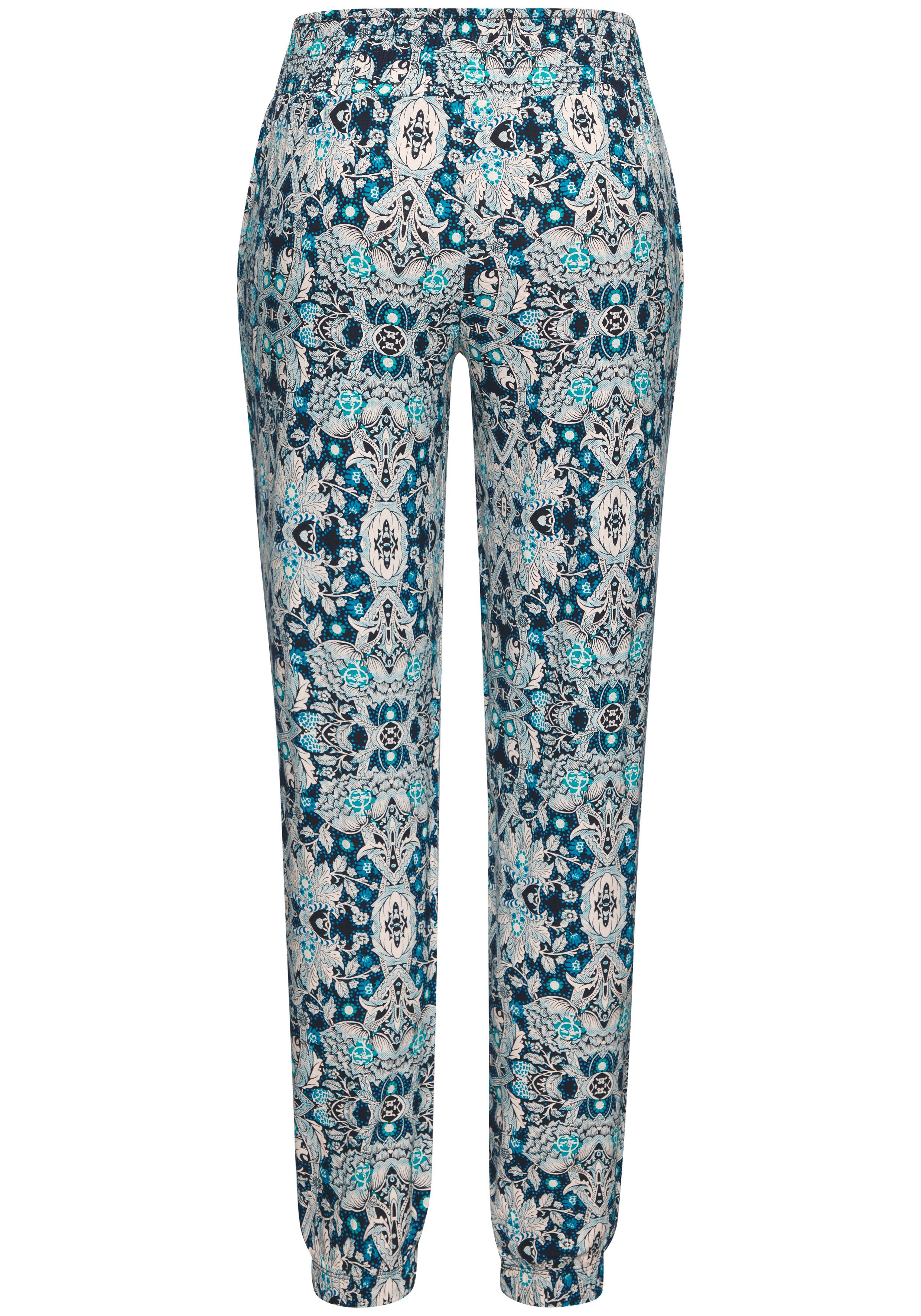 Lascana Strandbroek met etnische print en zakken, zomerbroek, jersey broek