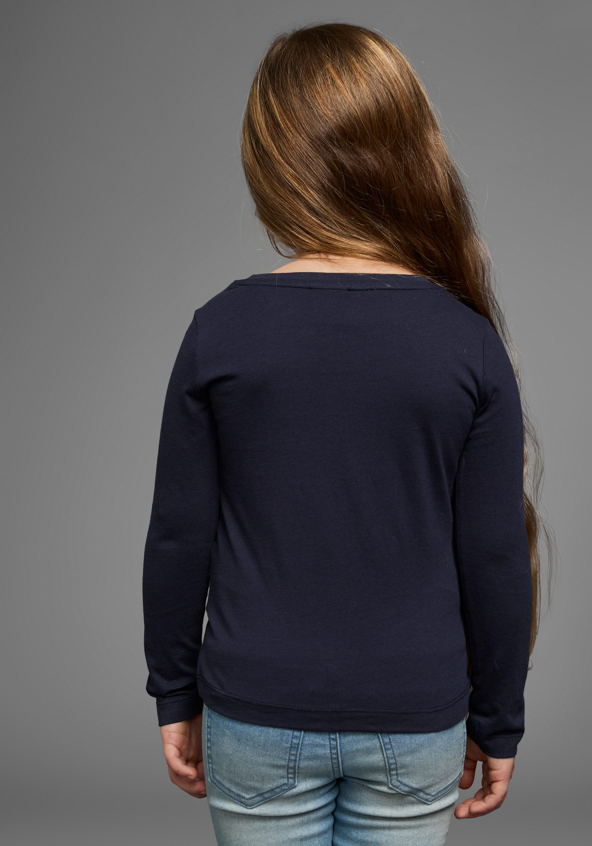 KIDSWORLD Shirt met lange mouwen Met leuke eenhoornprint lange mouwen, heuplange pasvorm, stijlvolle print