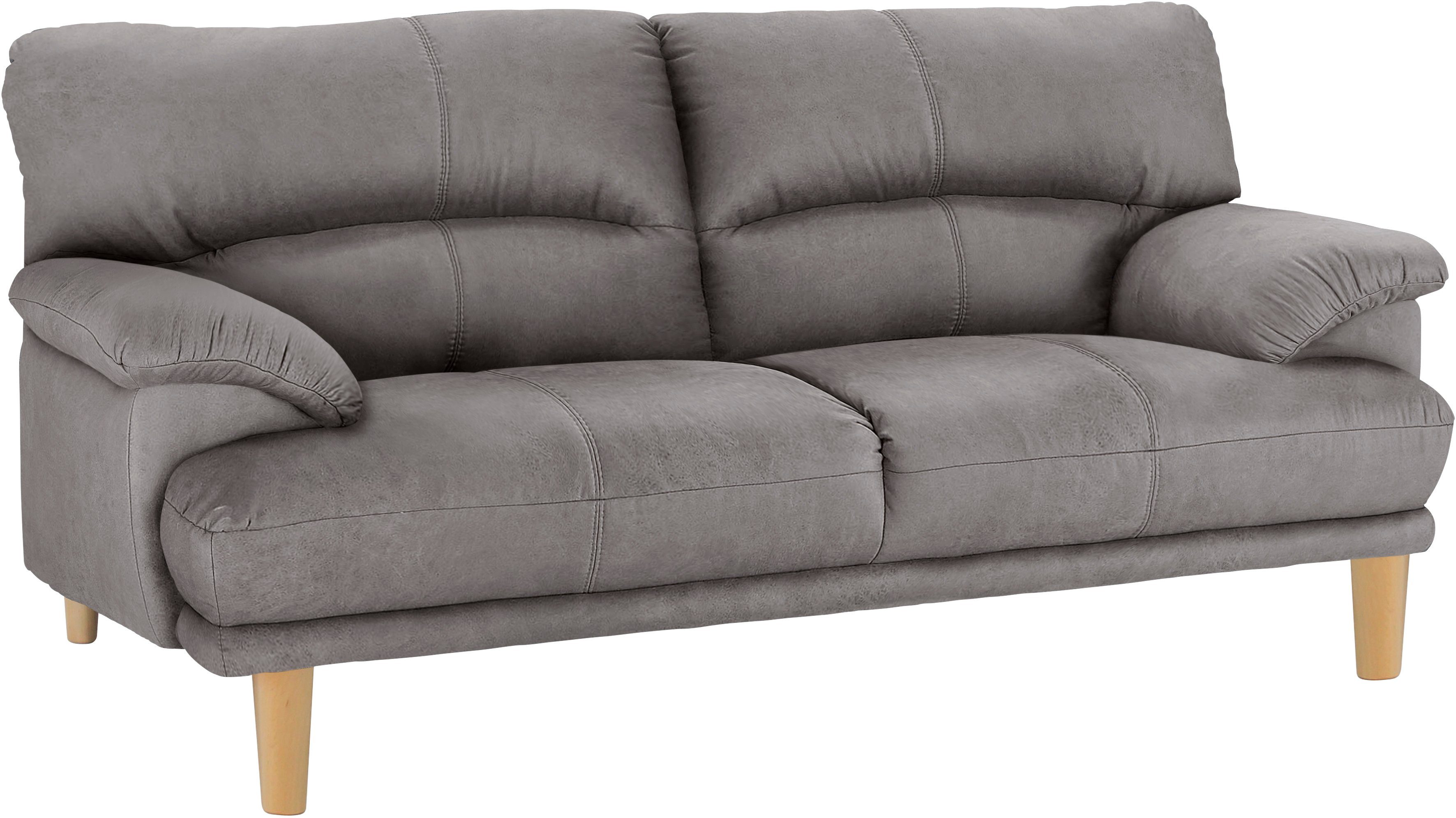 TRENDMANUFAKTUR 3-zitsbank Cecilia, sofa in Italiaans design met geweldig zitcomfort, extreem comfortabele armleuningen, houten voeten grijs,