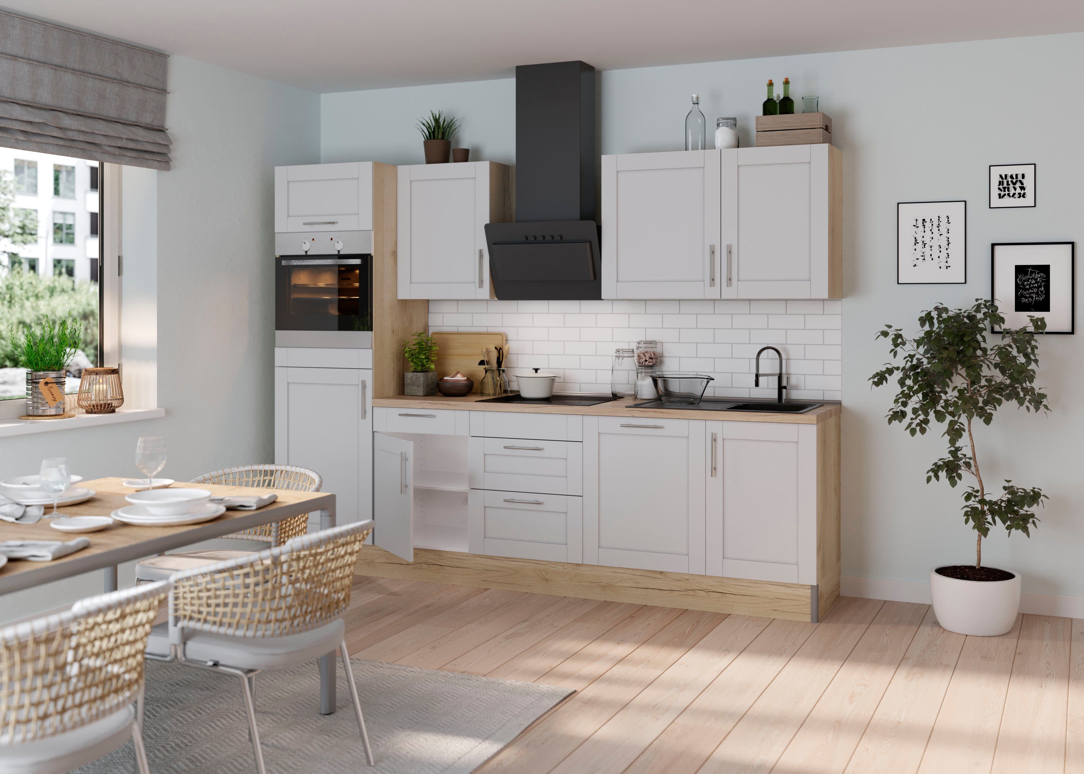 Kochstation Keuken KS-Ahus Breedte 280 cm, naar keuze met elektrische apparaten, softclose functie, MDF fronten