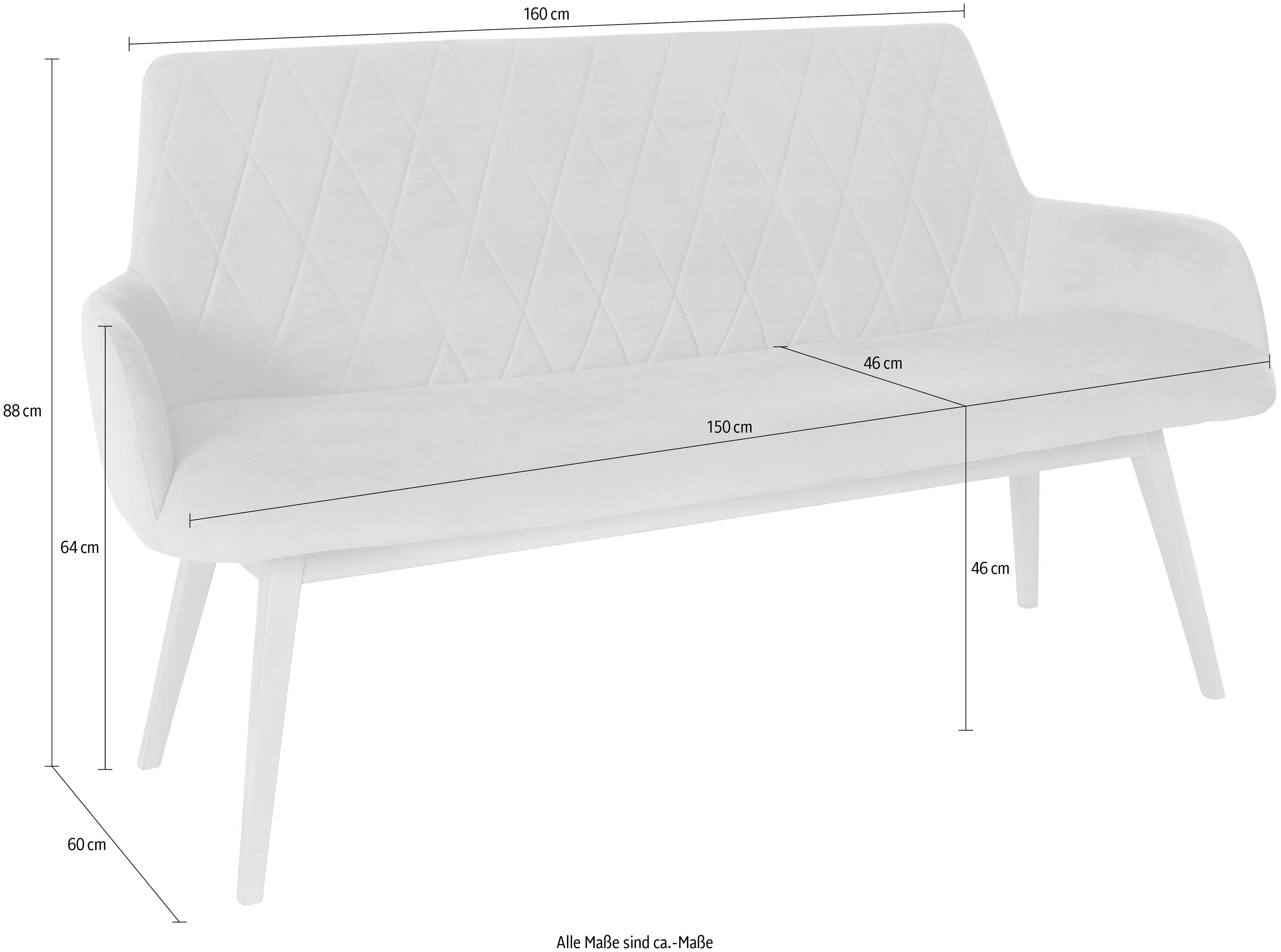 Home affaire Zitbank Brest Zit en rug gepolsterd, met ruitstiksel, breedte 160 cm