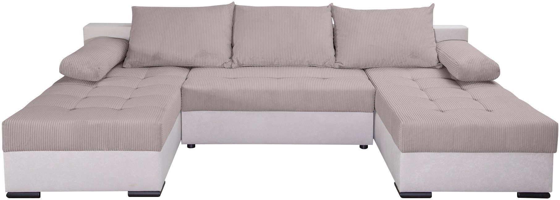 COLLECTION AB Zithoek Josy U-vorm, breedte 269 cm, platweefsel, structuur, kunstleer