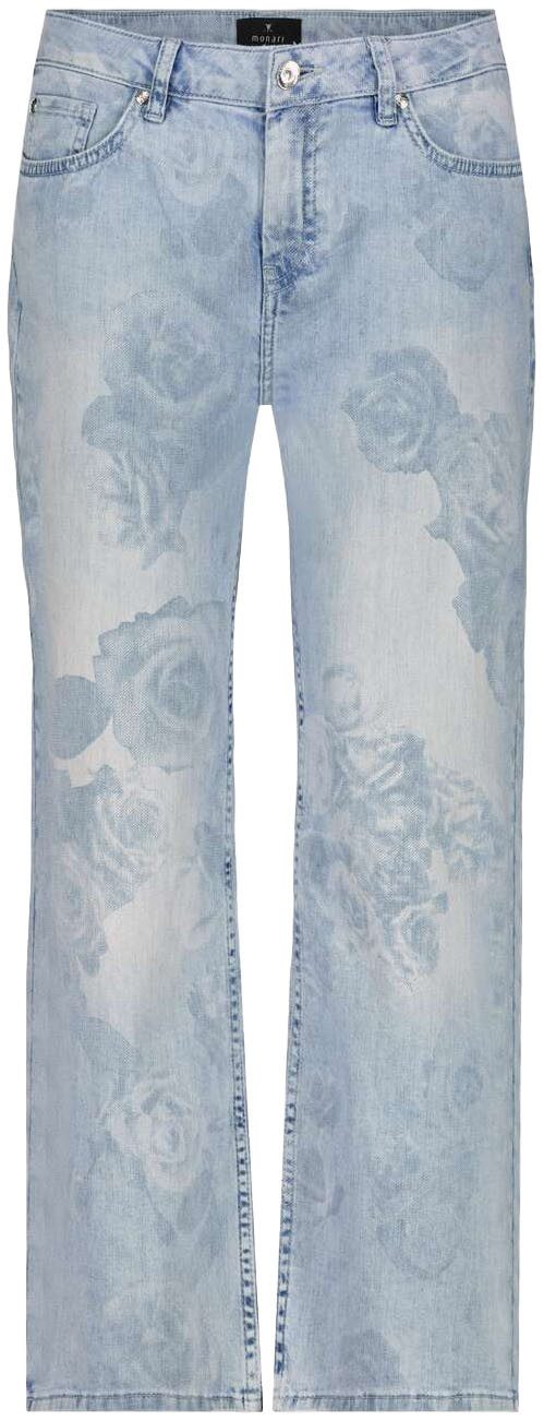 Monari Straight jeans met roosmotief