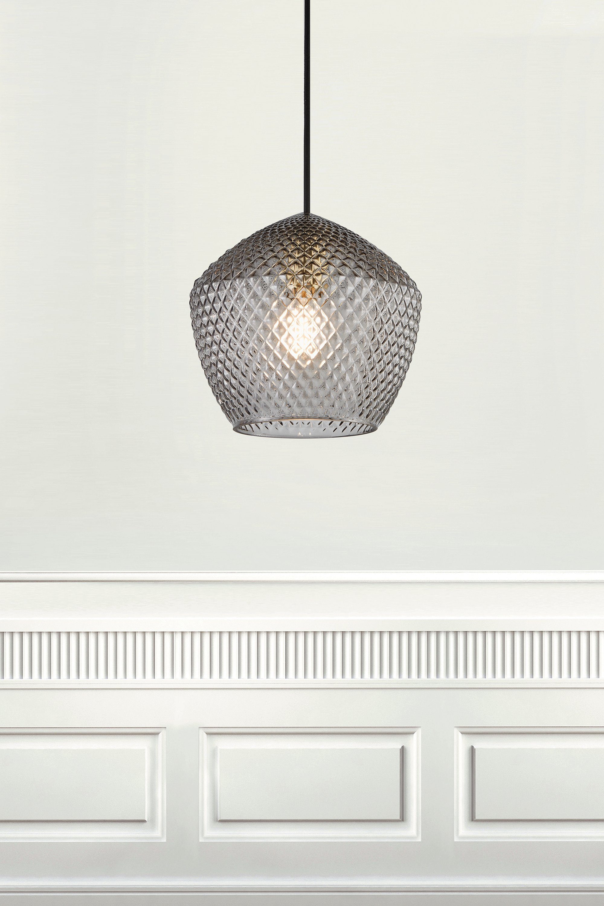 Nordlux Hanglamp ORBIFORM Hanglamp, structuur glas kap, messing applicatie