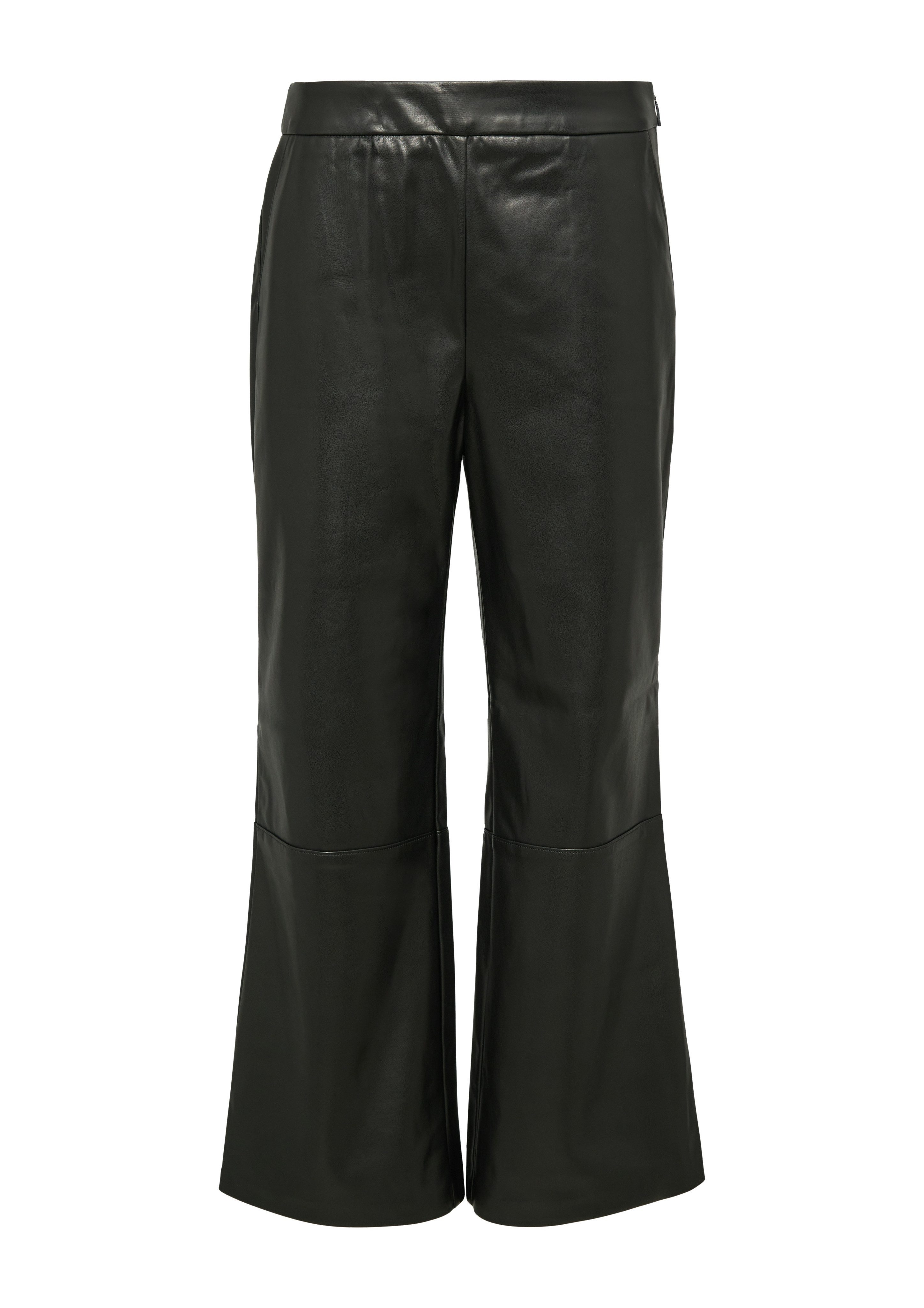 Comma Broek met wijde pijpen in leer-look