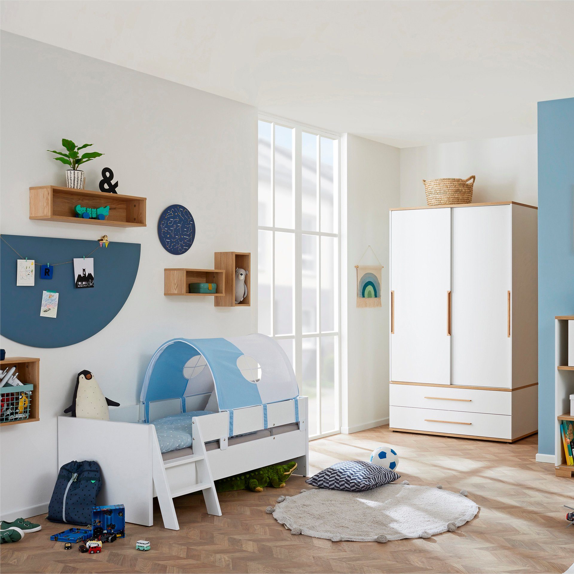 PAIDI Kinderwelten Kledingkast YOLANDA 2T2S smal Schuifdeuren met hoogwaardige aluminium rails, 2 lades