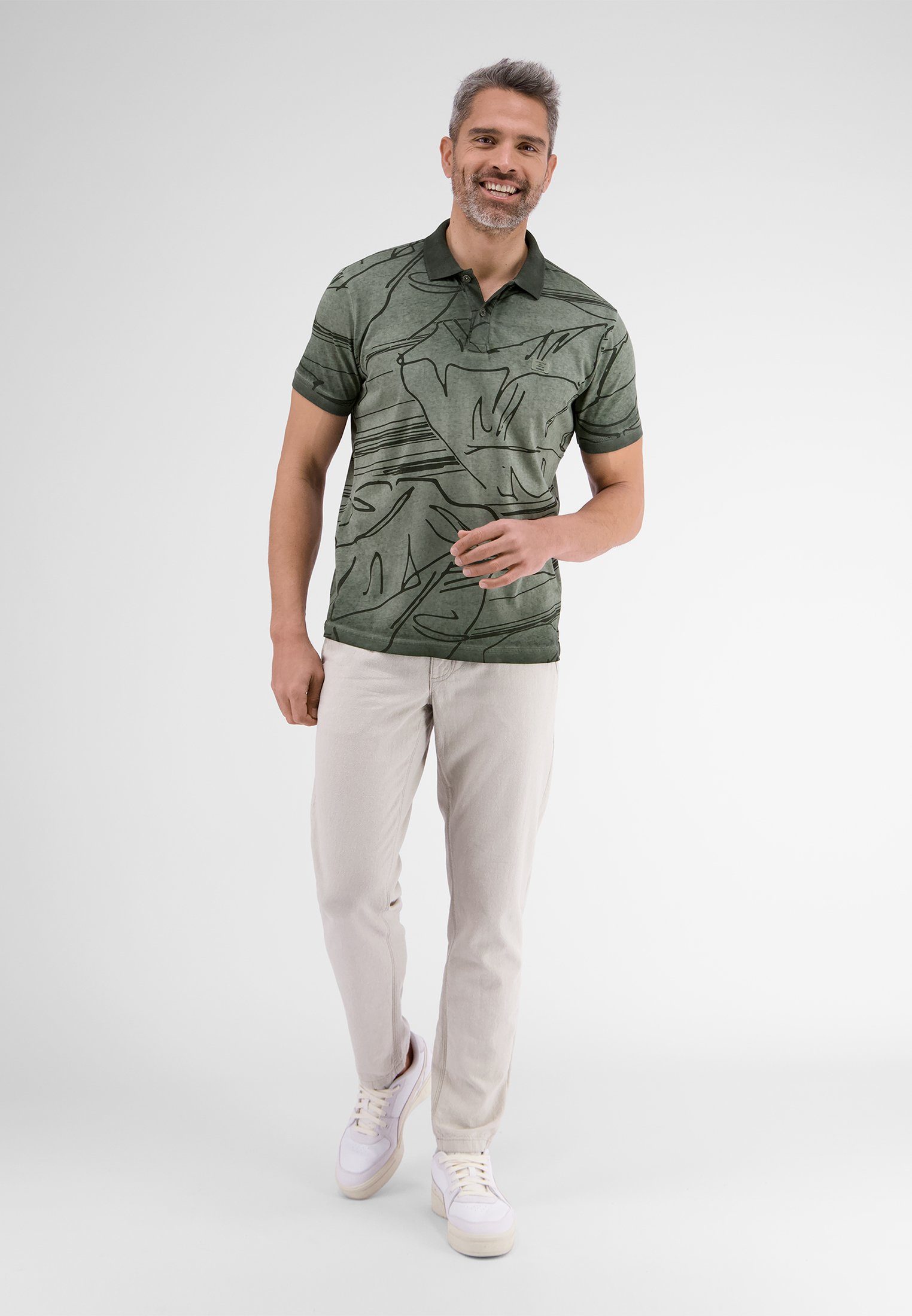 Lerros Poloshirt LERROS poloshirt *bloemlijnen*