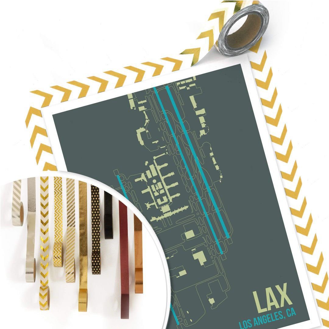 Wall-Art Poster Artprint LAX plattegrond Los Angeles (1 stuk)