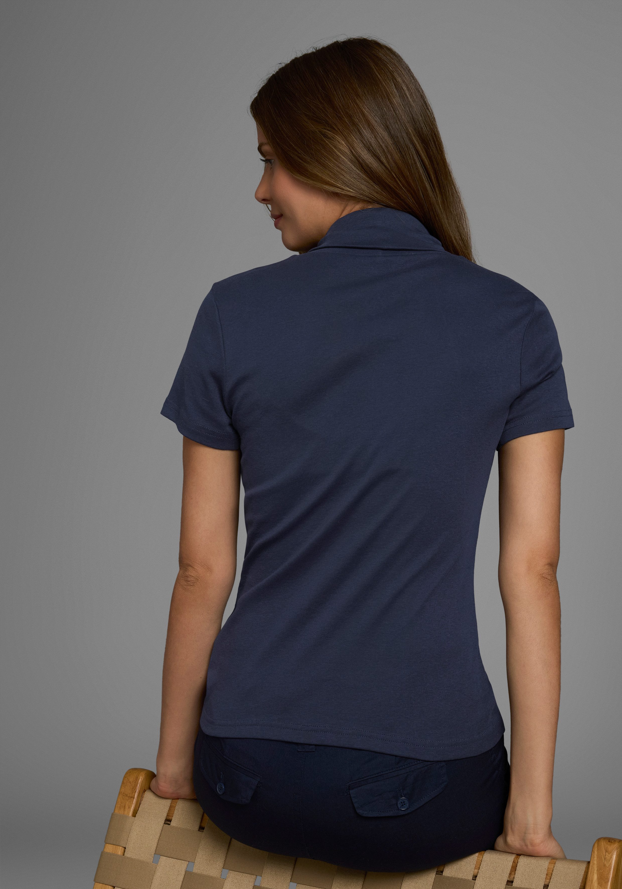Flashlights Colshirt figuurvolgend, basic stijl, rolkragen, van 100% katoen, elastisch