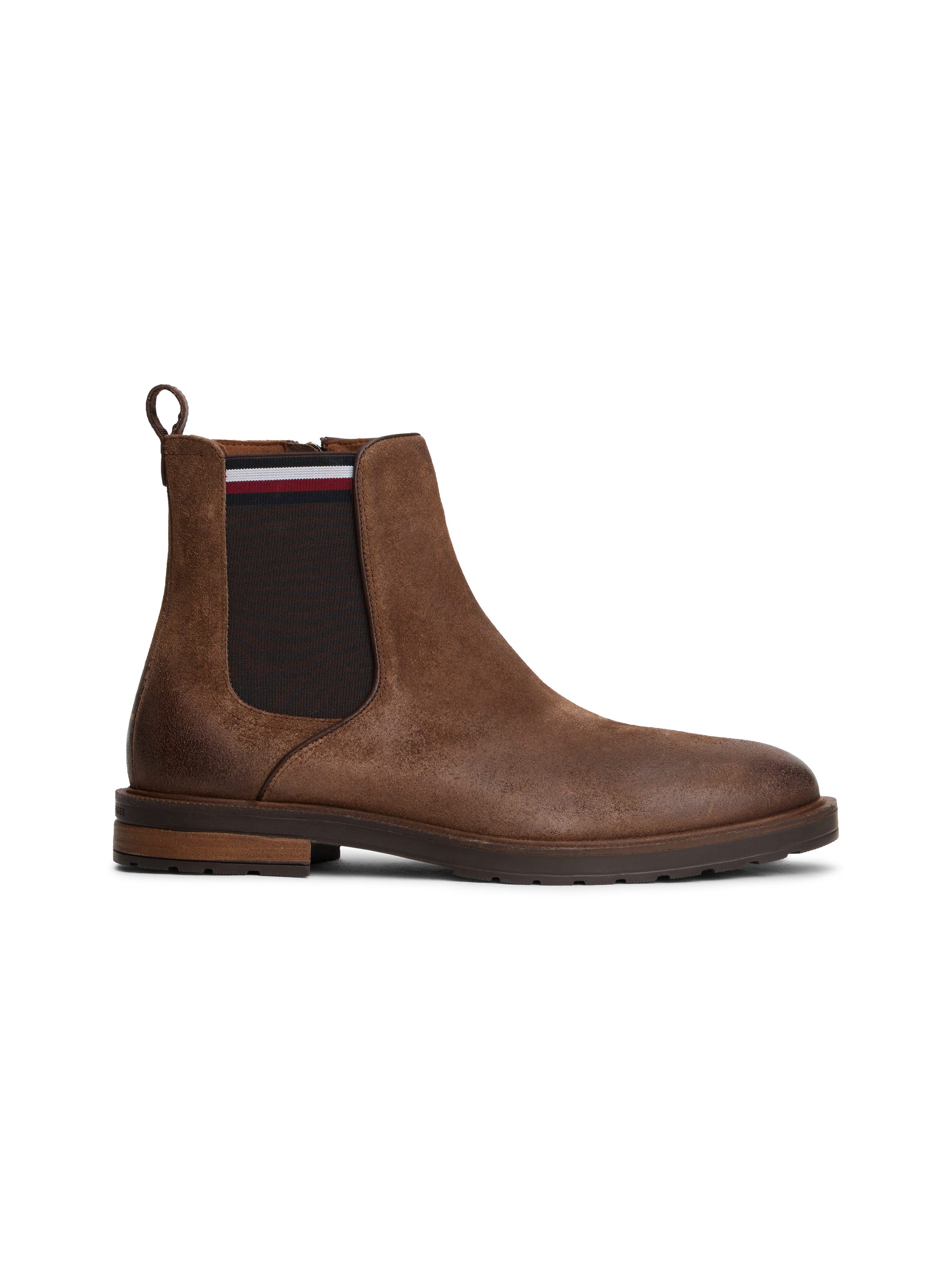 Tommy Hilfiger Chelsea-boots CLEATED HILFIGER SUEDE CHELSEA Blokhak, laarsje, zakelijke schoen in smalle vorm