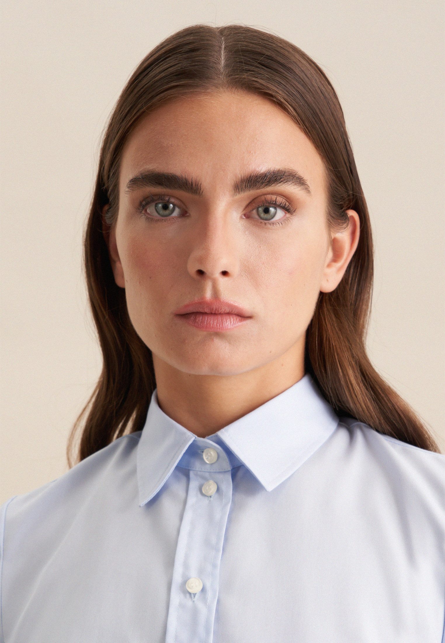 seidensticker Overhemdblouse Zwarte roos Lange mouwen kraag uni