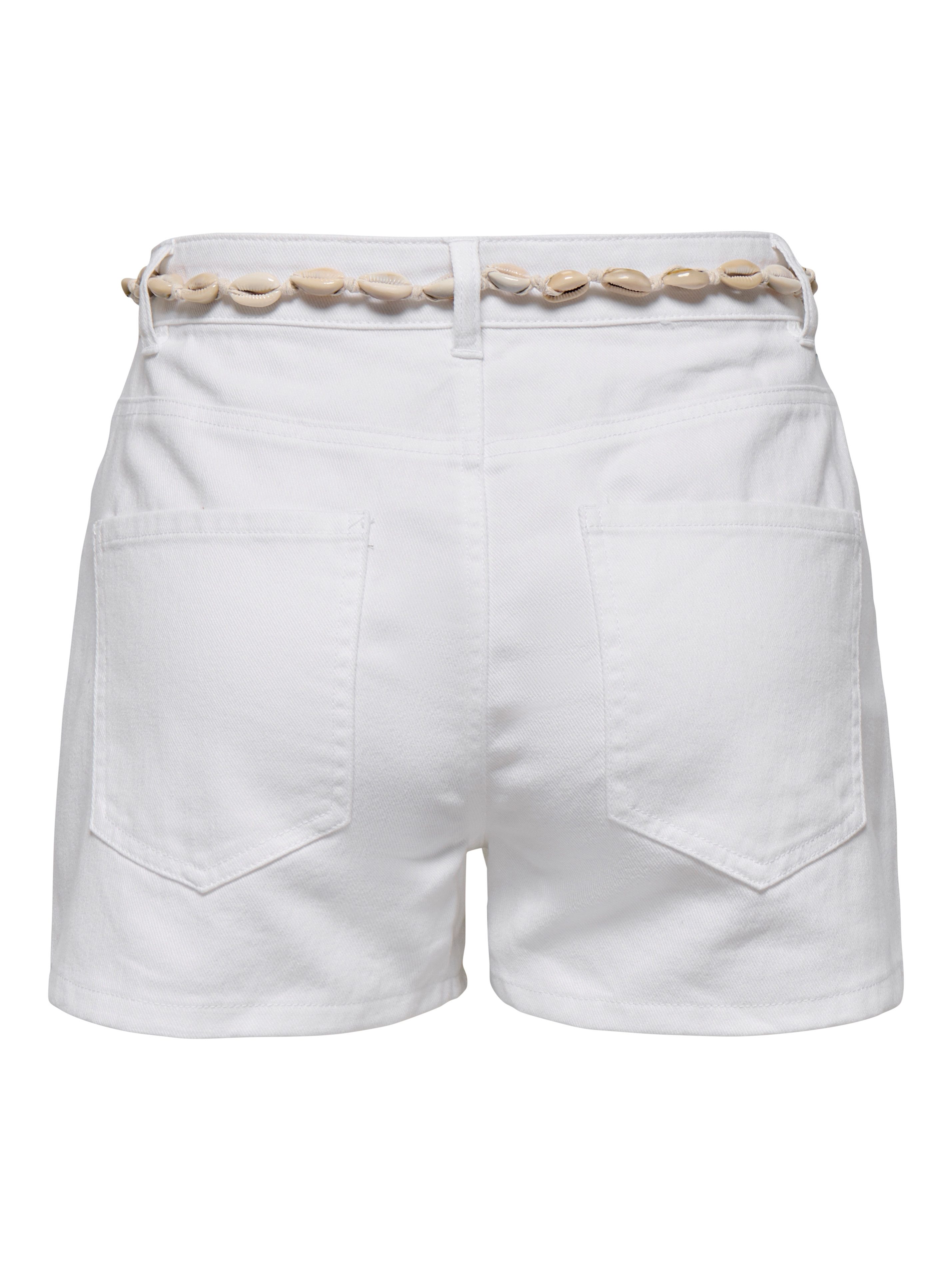 Only Jeansshort ONLZUMA HW SHELL BELT DNM SHORTS BJ met destroyed effect en rafelige zoom