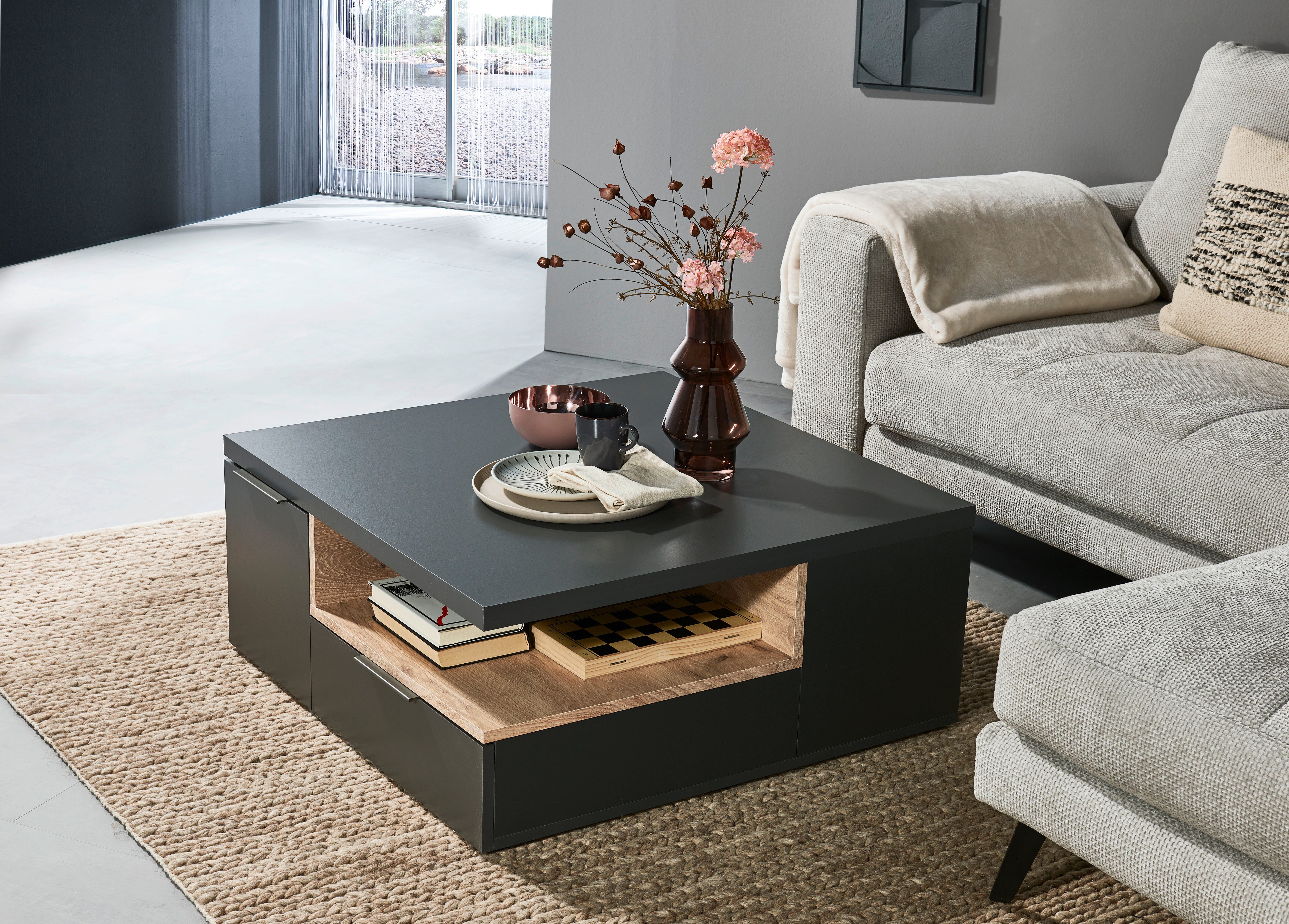 Stolkom Salontafel Enna, TOPSELLER! 80x80 cm, salontafel met lades, melamine gecoat