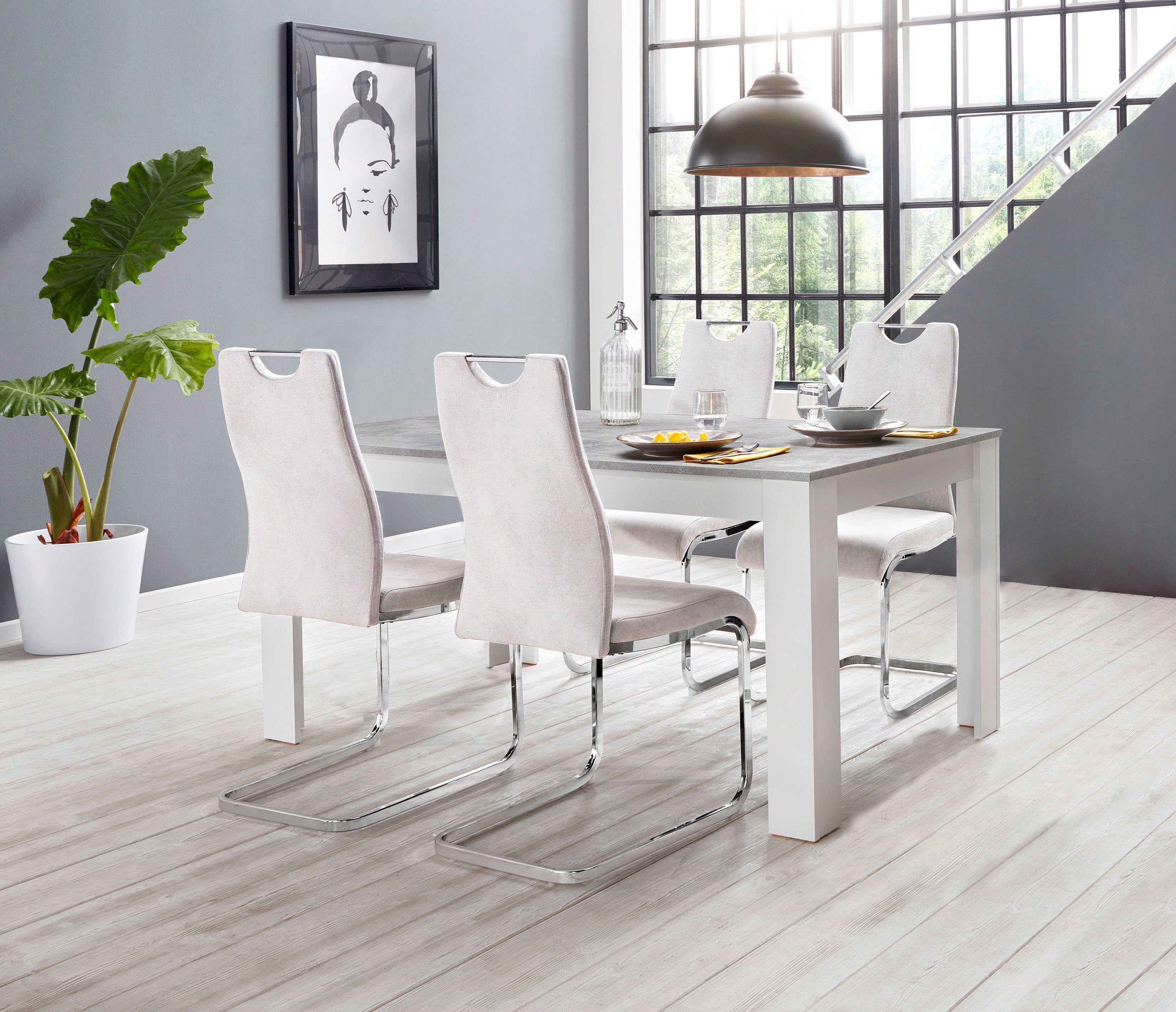 Home affaire Eethoek Milano 4 stoelen en 1 tafel (set, 5-delig)