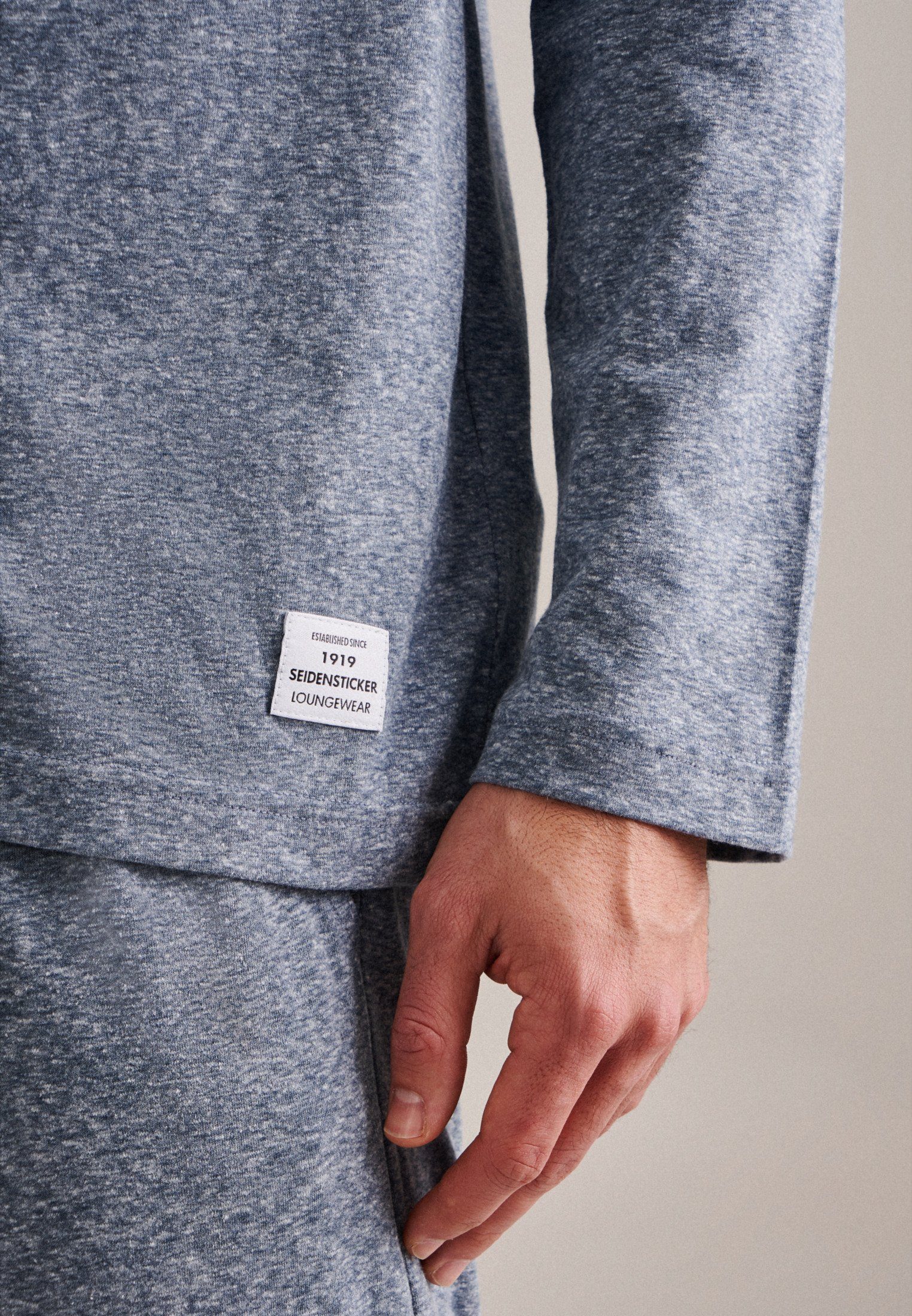 seidensticker Pyjama Zwarte roos Pyjama bovenstuk effen