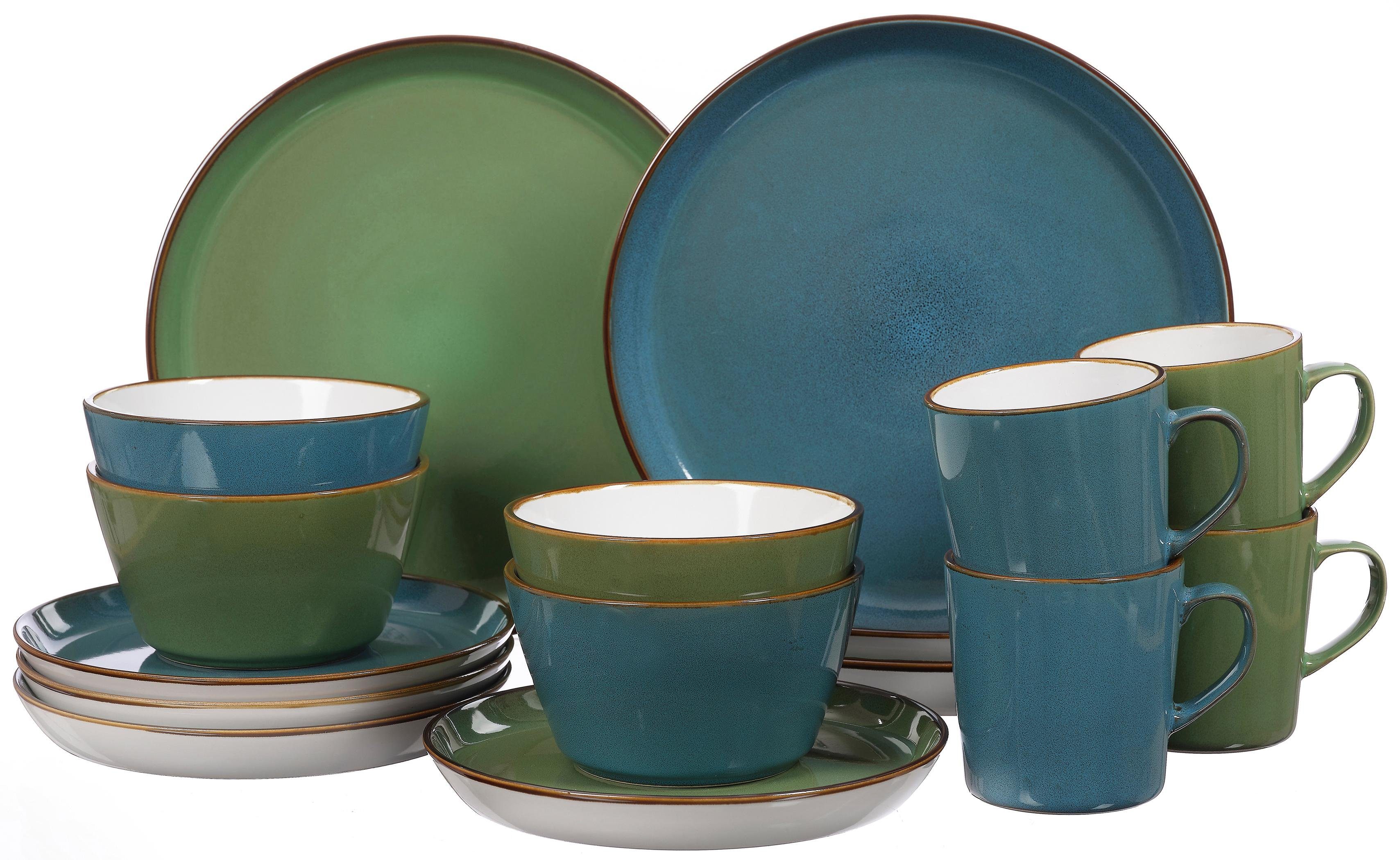 Otto Ritzenhoff & Breker Combi-servies Visby. 16-delig. wit elk exemplaar is uniek. 16 delen. voor 4 personen (set. 16-delig) aanbieding