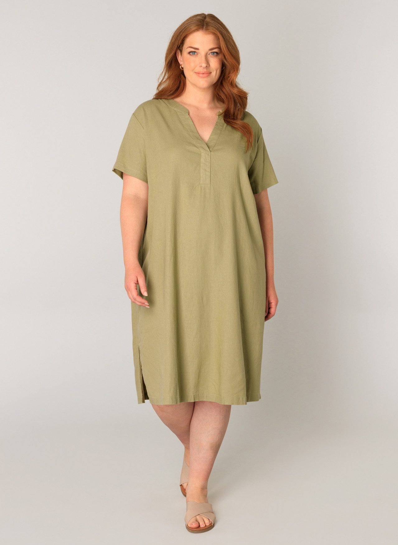 Base Level Curvy Tuniekjurk Yacinthe met linnen