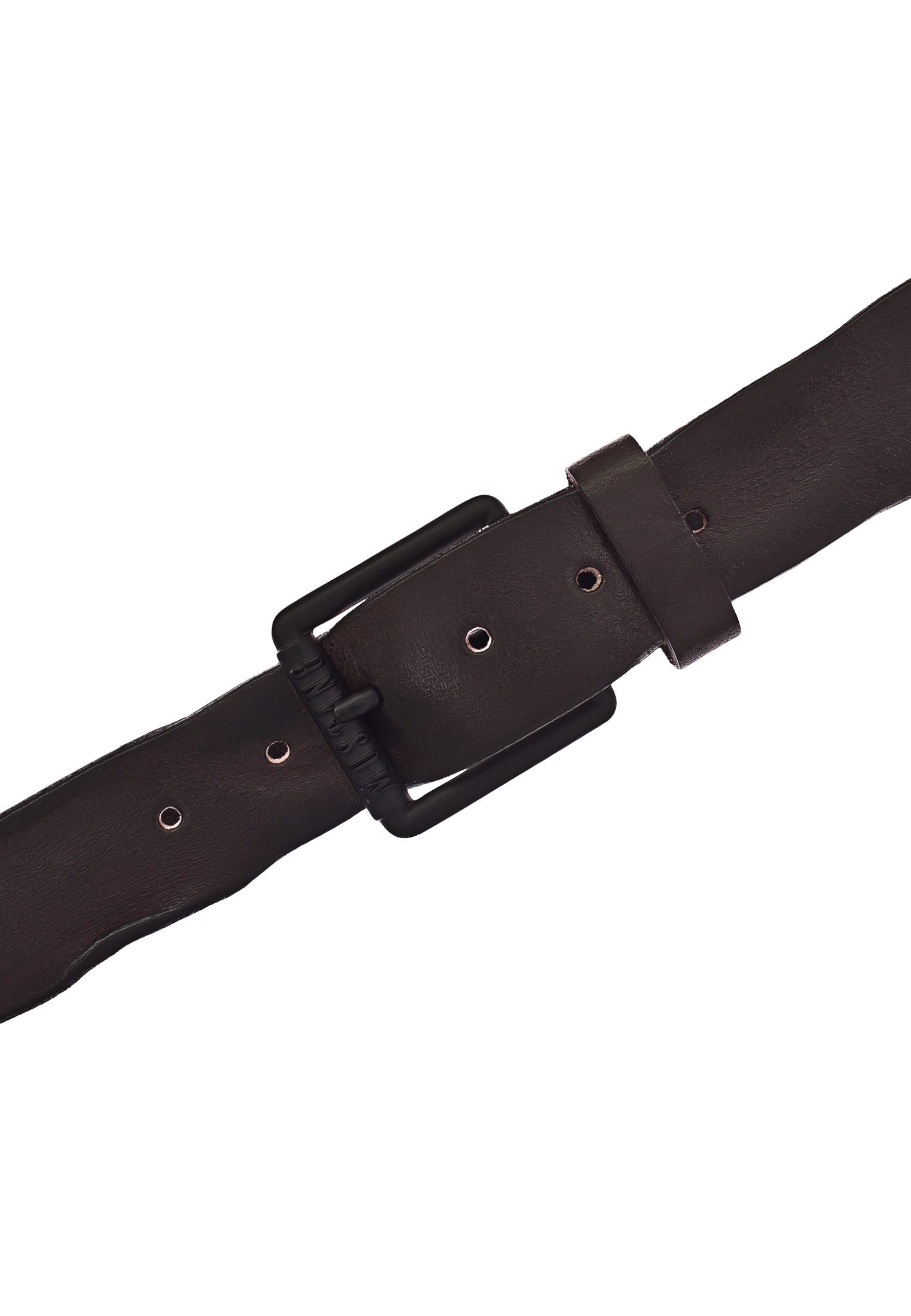 MUSTANG Leren riem afgewerkt volleder in gebruikte look, zwartgesmeed gesp, 4 cm