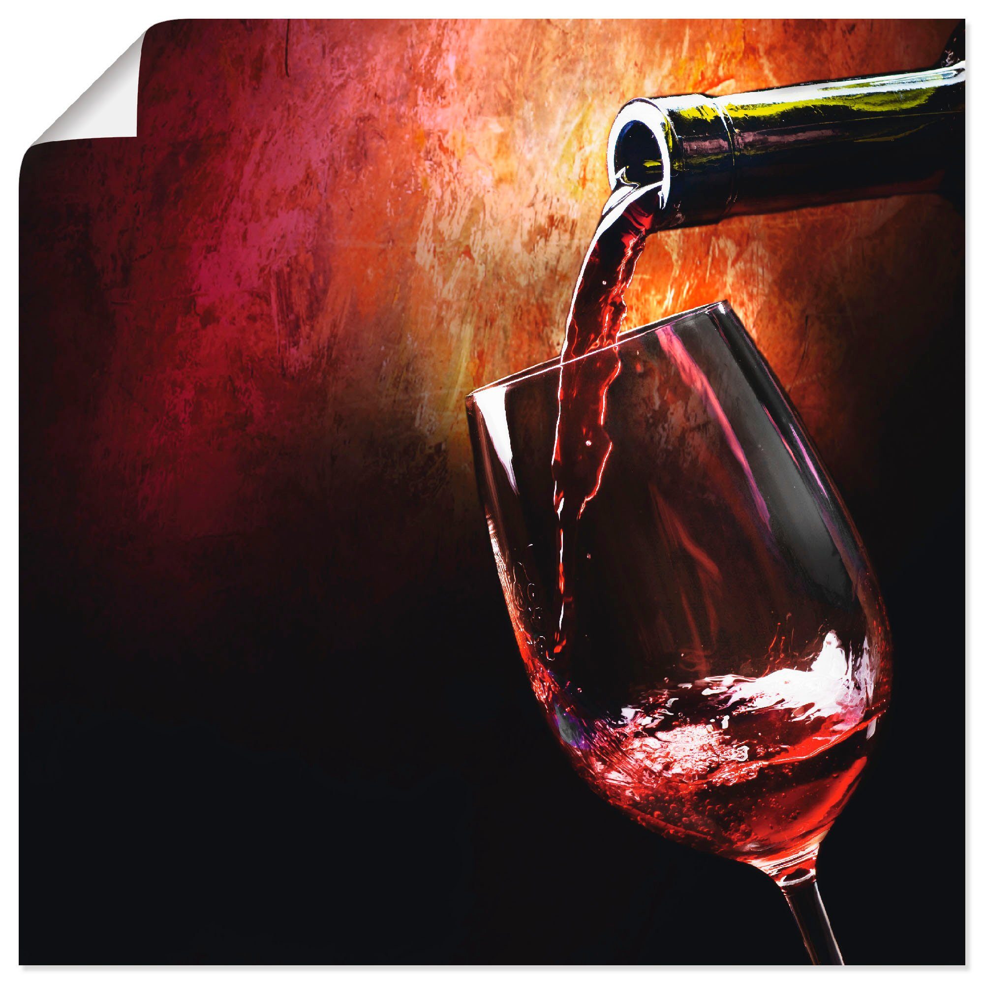 Artland Artprint Wijn - rode wijn in vele afmetingen & productsoorten - artprint van aluminium / artprint voor buiten, artprint op linnen, poster, muursticker / wandfolie ook gesch