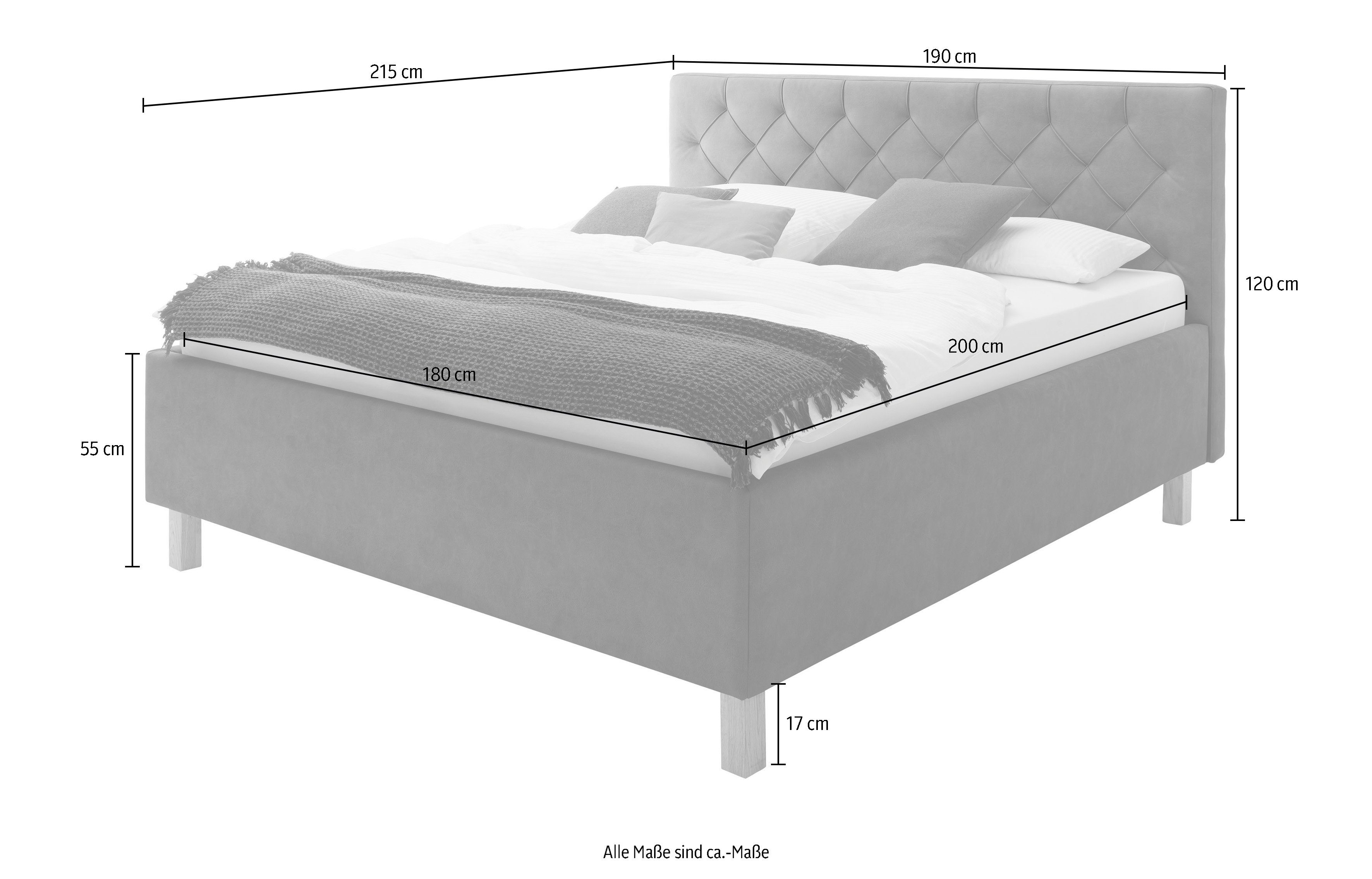 meise.möbel Gestoffeerd bed Sanremo met bedkist