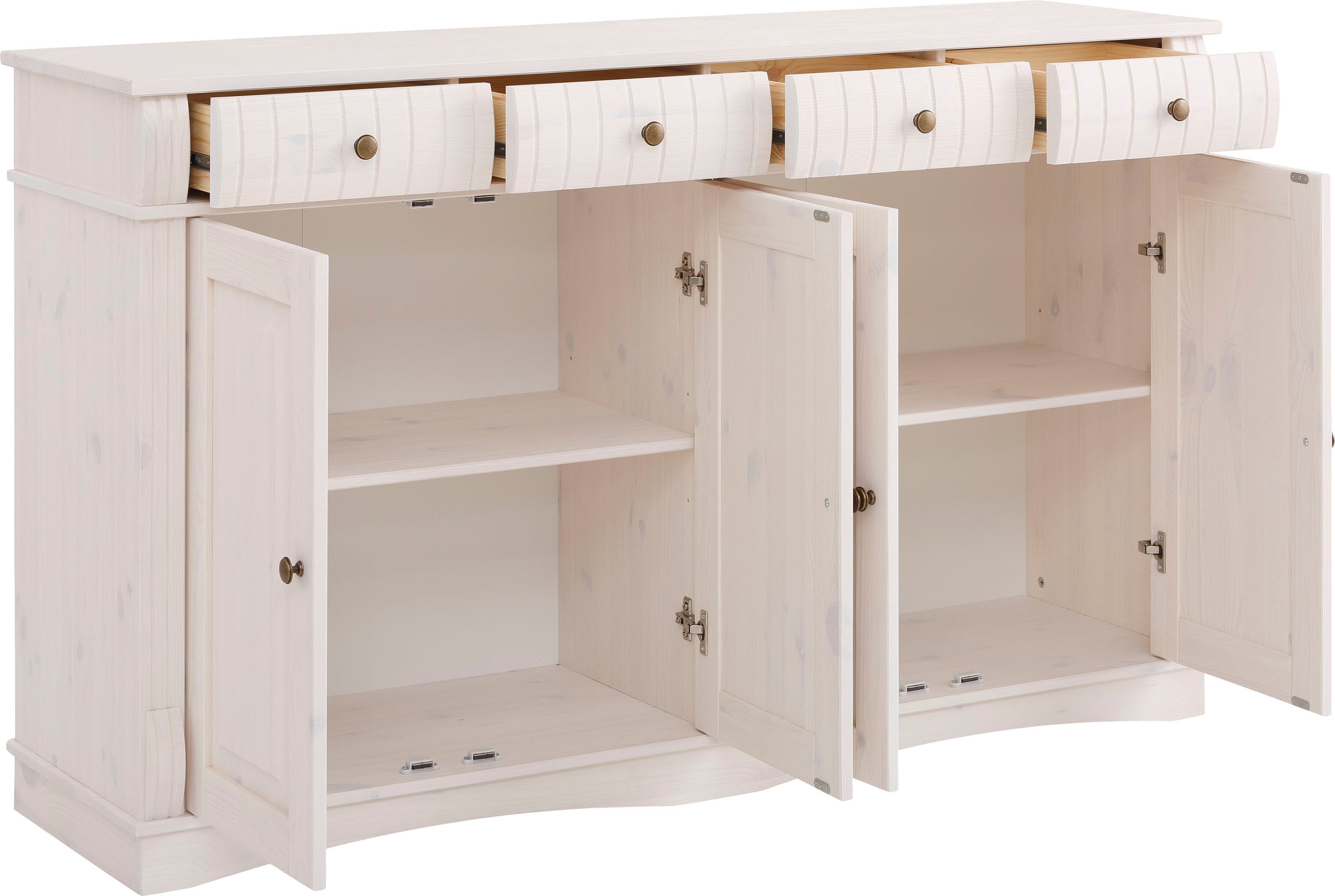 Home affaire Dressoir Teresa Commode, 4-deurs, breedte 152 cm, van massief dennenhout, FSC®