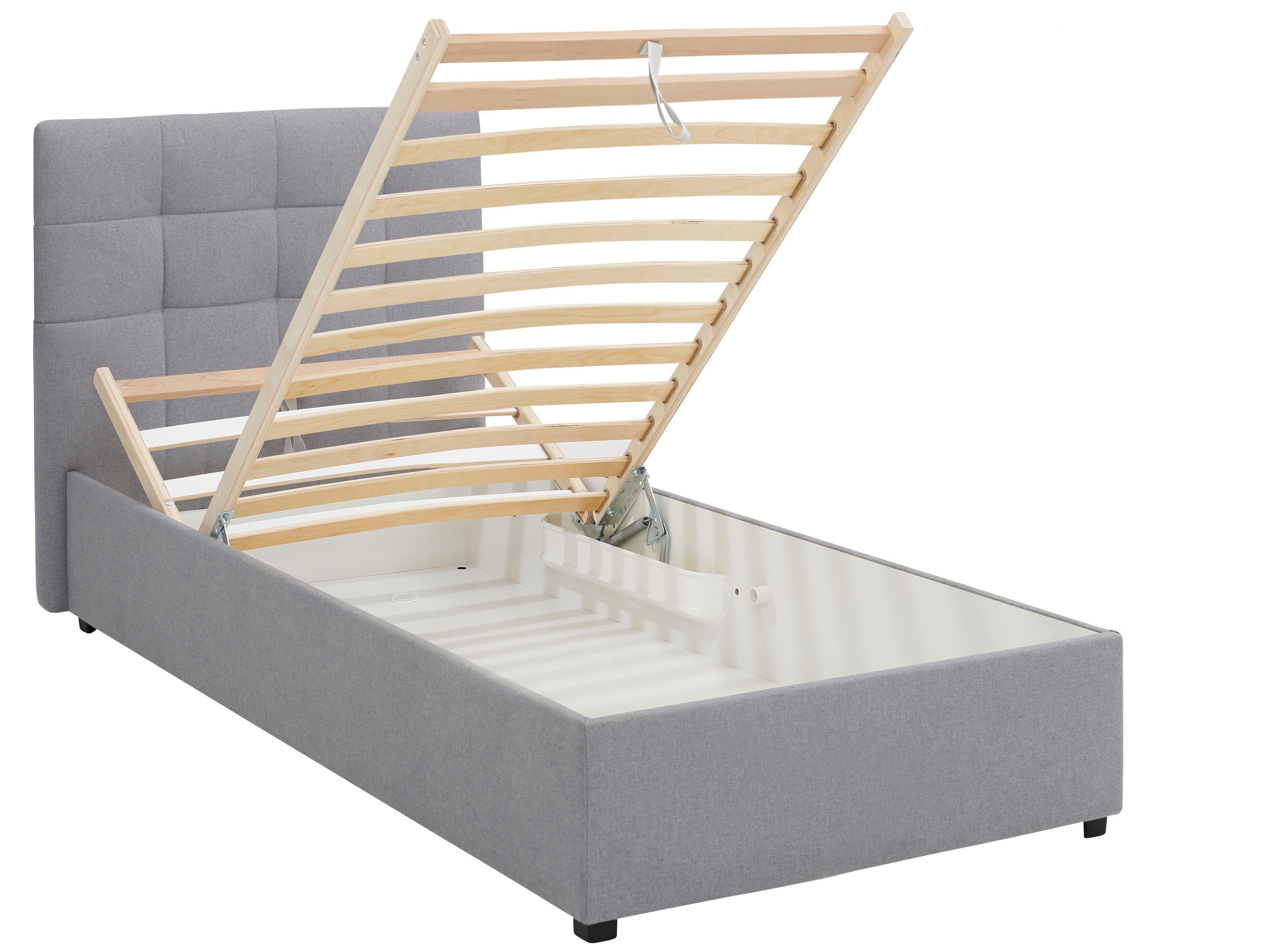 Lüttenhütt Gestoffeerd bed Endres met bedkist, naar keuze zonder matras/lattenbodem of incl. matras