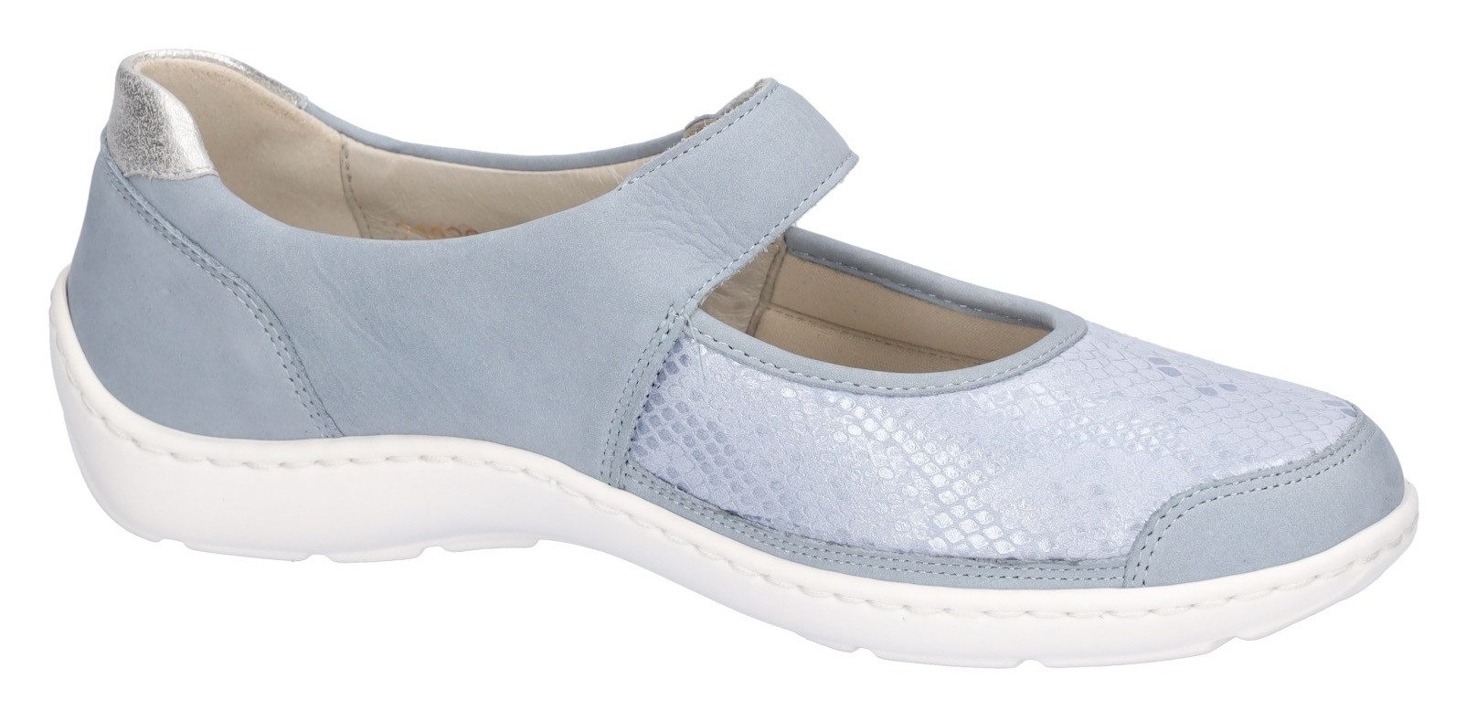 Waldläufer Ballerina's met riempje Henni , lage schoen, comfortabele schoen, klittenbandschoen in breedte h (= zeer breed)