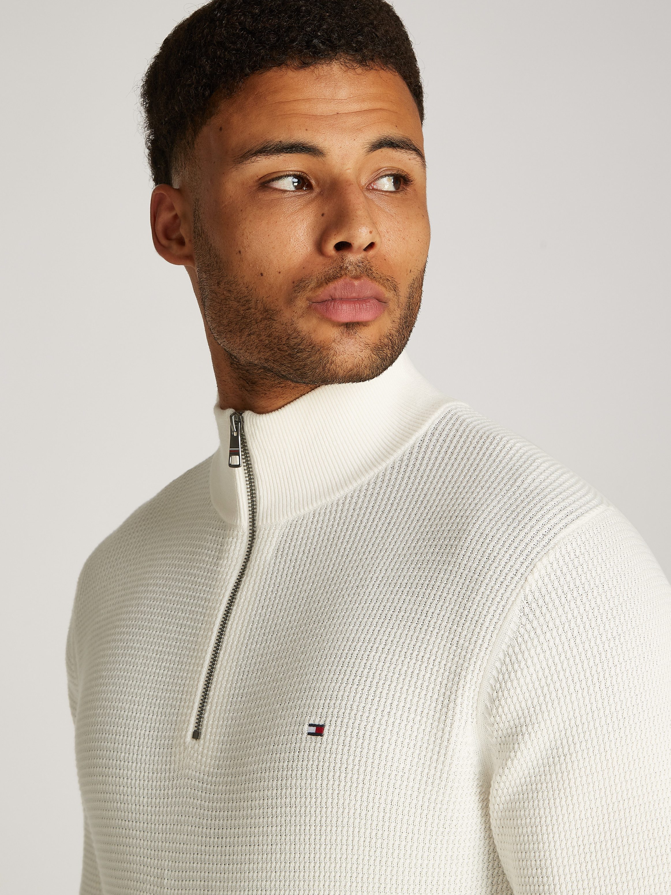 Tommy Hilfiger Gebreide trui REFINED STRUCTURE ZIP MOCK