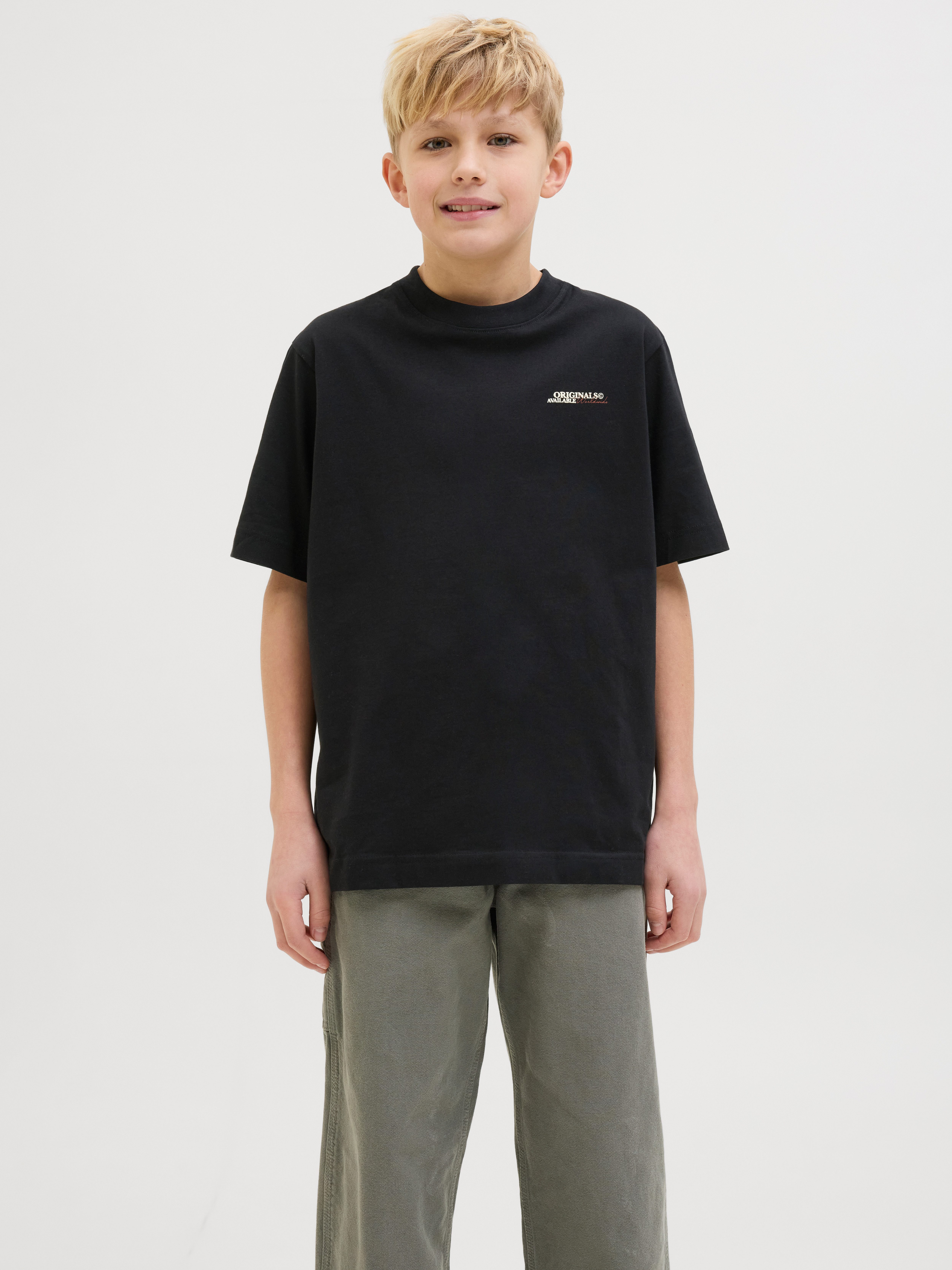 Jack & Jones Junior T-shirt JORISLINGTON TYPE TEE SS CREW N. SN JNR jongens t-shirts maat 128 zwart