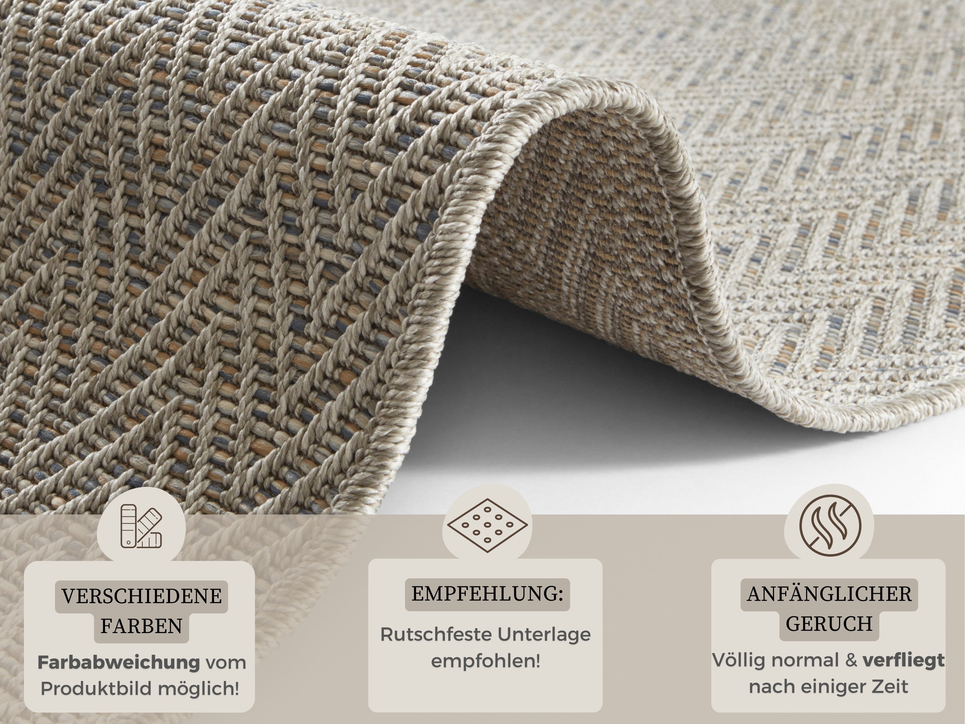 HANSE Home Loper Nature 500 Platweefsel, in- & outdoor, antislip, hal, keuken, tuin, terras