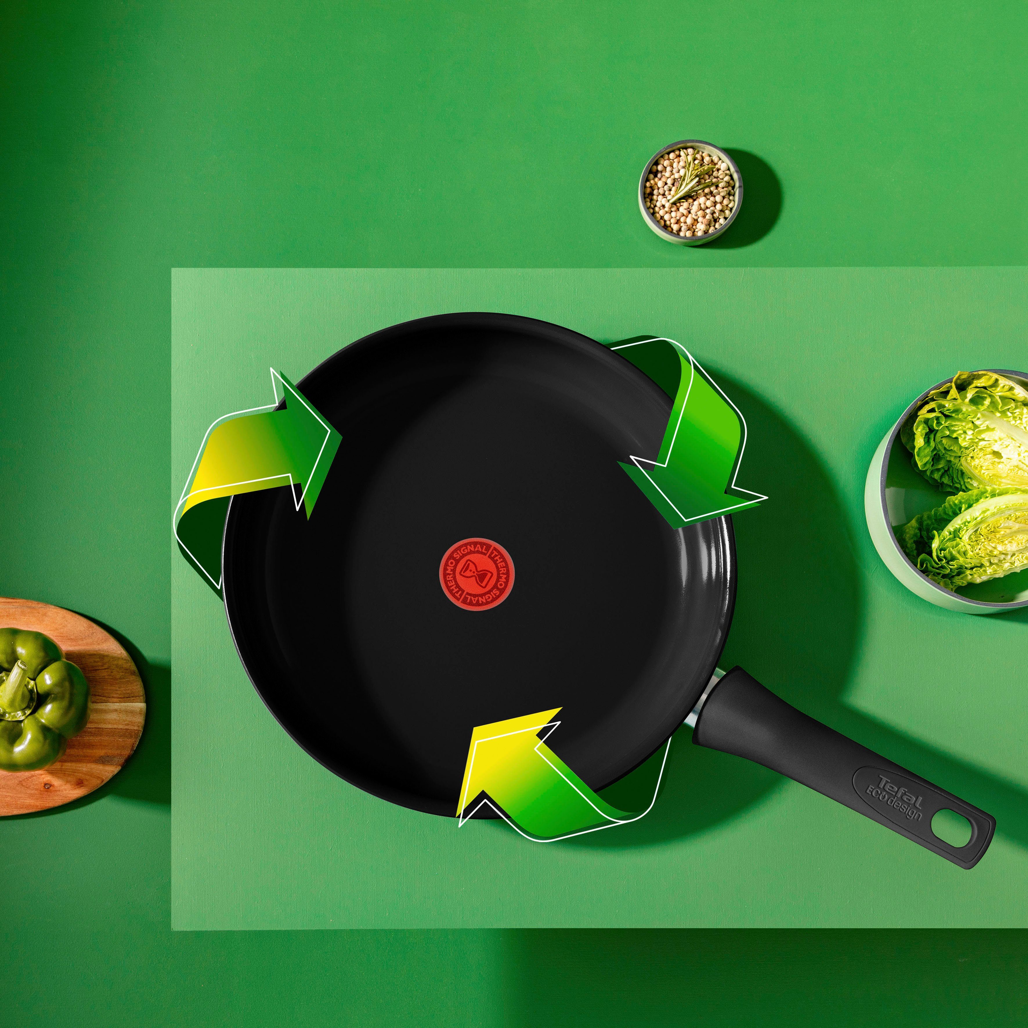 Tefal Koekenpan Renew On Black milieuvriendelijk, gerecycled, thermo-signaal, geschikt voor inductie (1-delig)